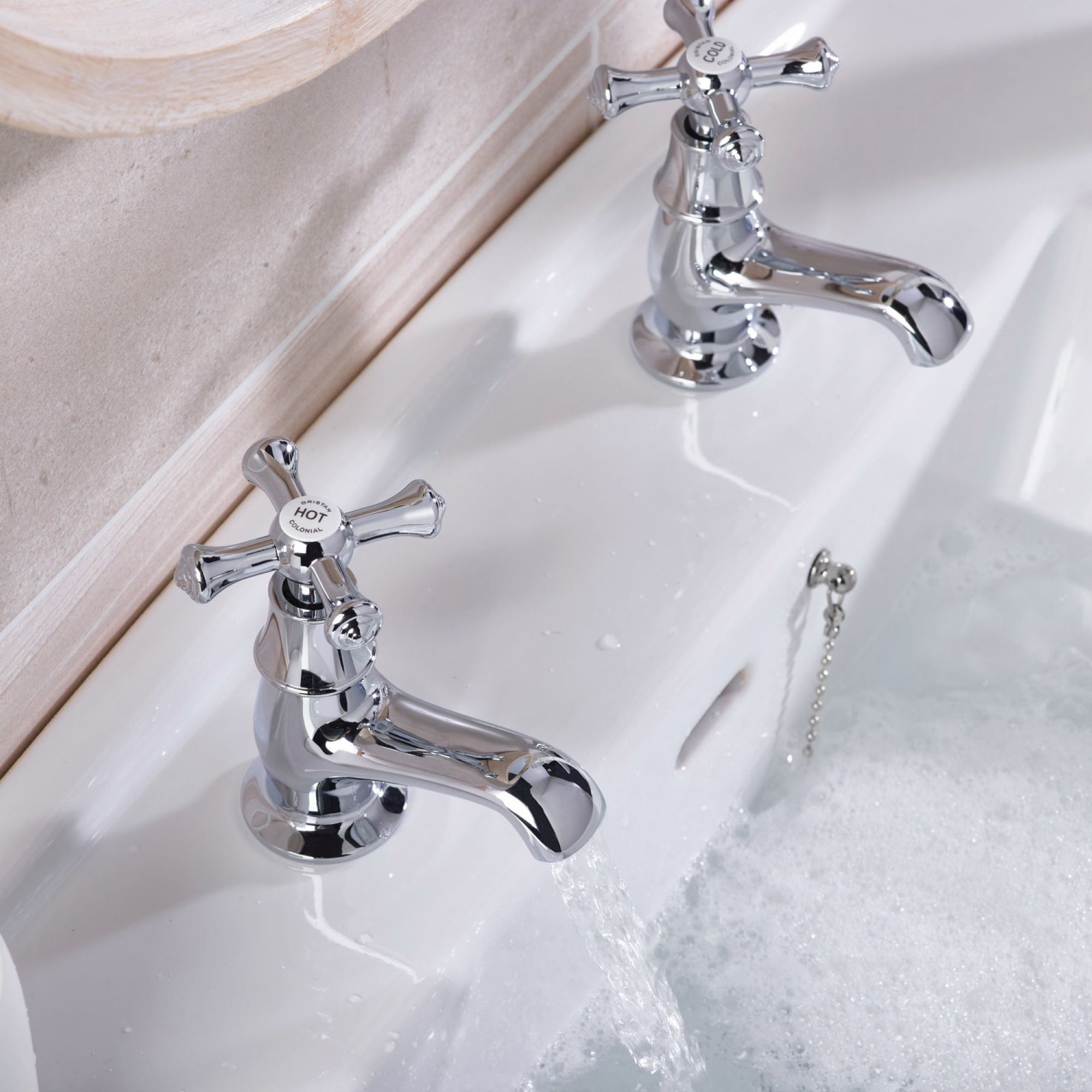 Bristan Colonial Chrome effect Traditional Double Basin Pillar Tap