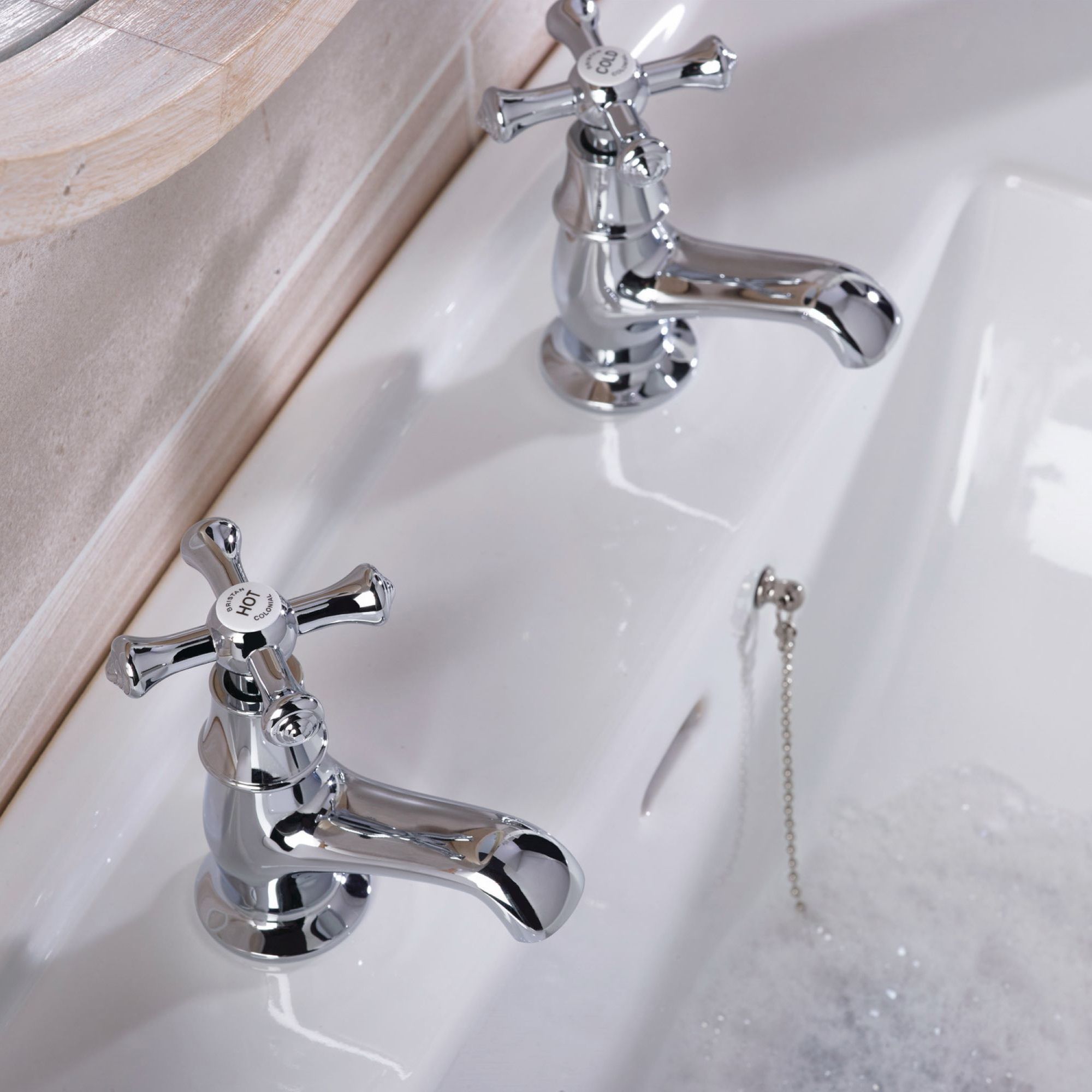 Bristan Colonial Chrome effect Traditional Double Basin Pillar Tap