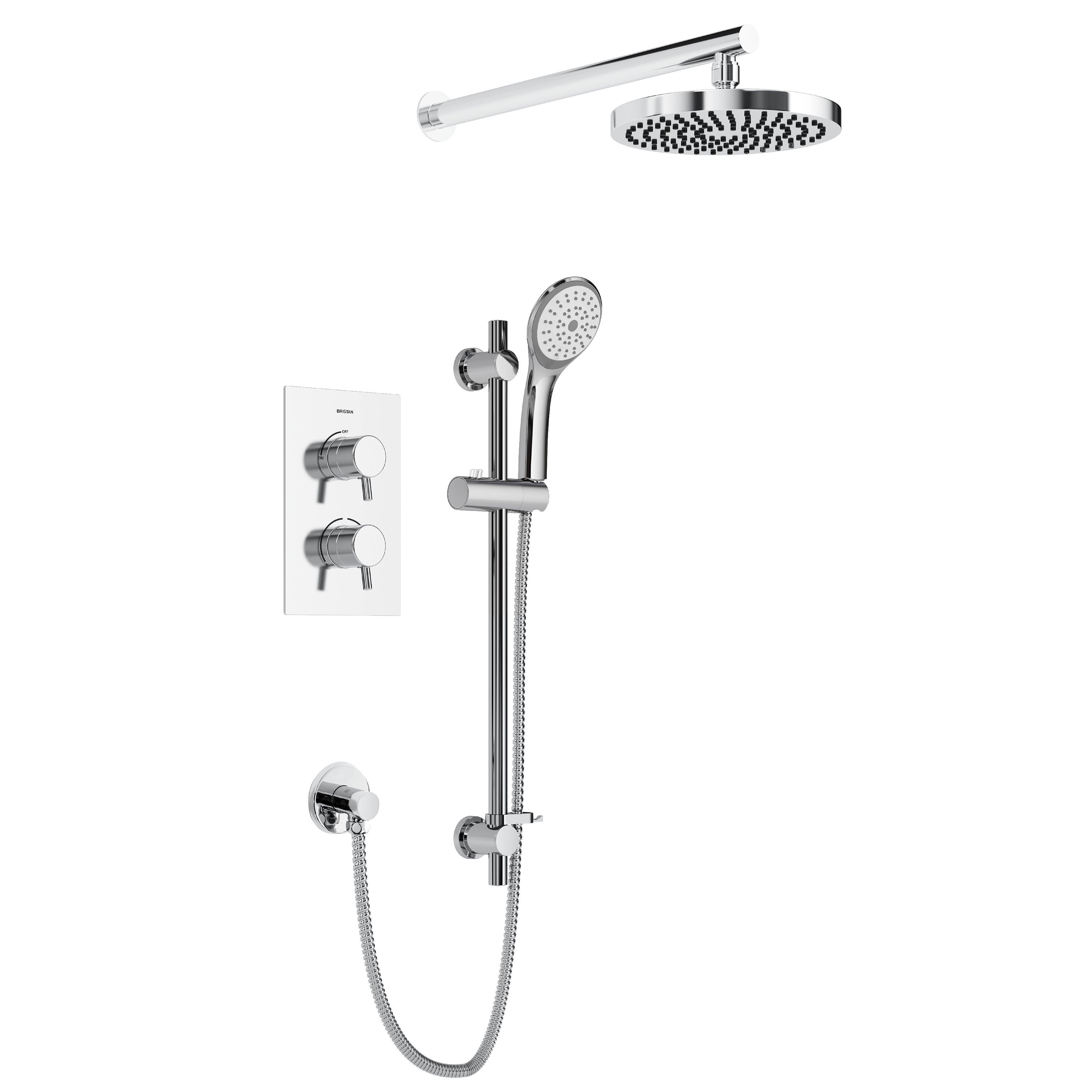 Bristan Divine Gloss Chrome effect Recessed Thermostatic Mixer Multi head shower