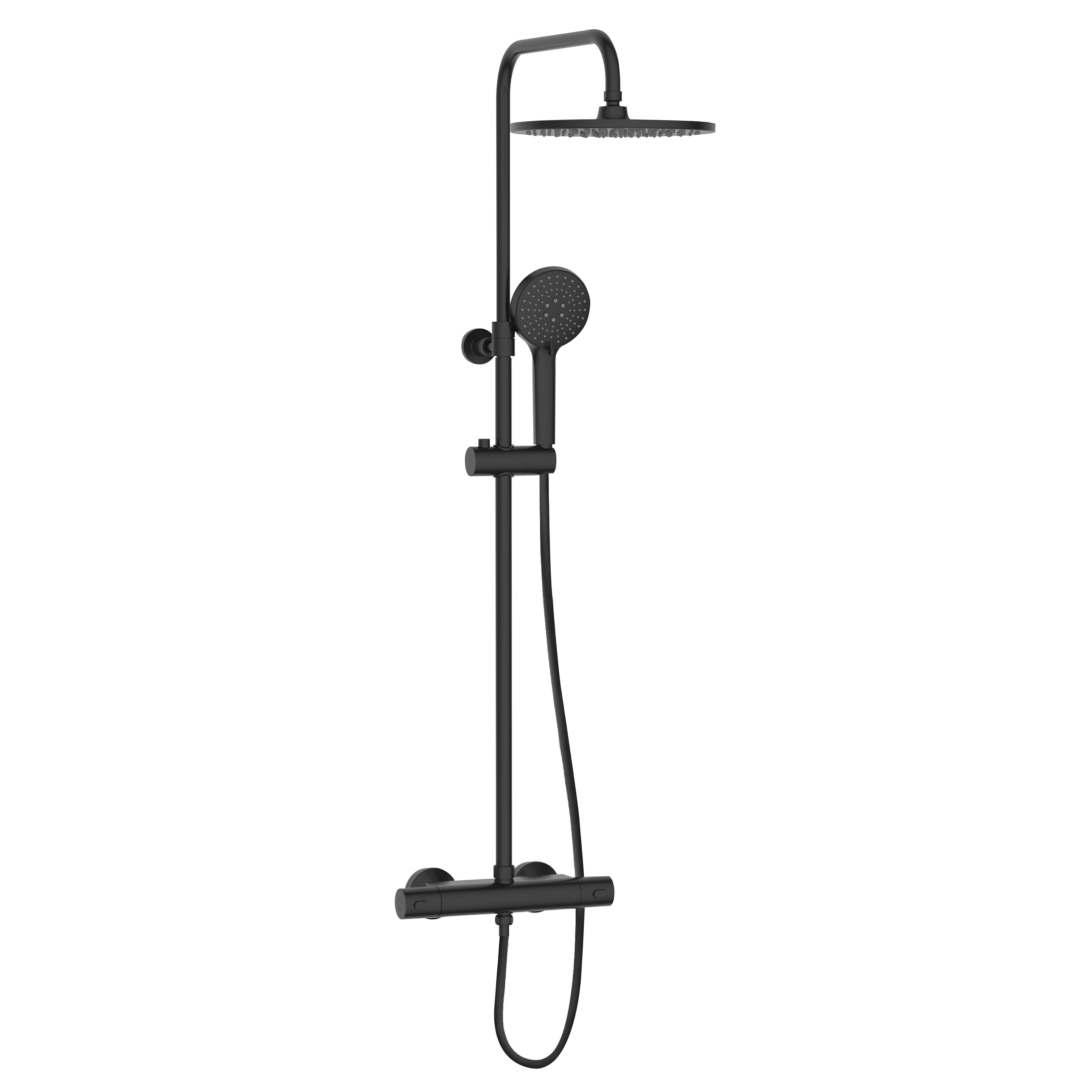 Bristan Divine Matt Black Wall-mounted Thermostatic Mixer Multi head shower