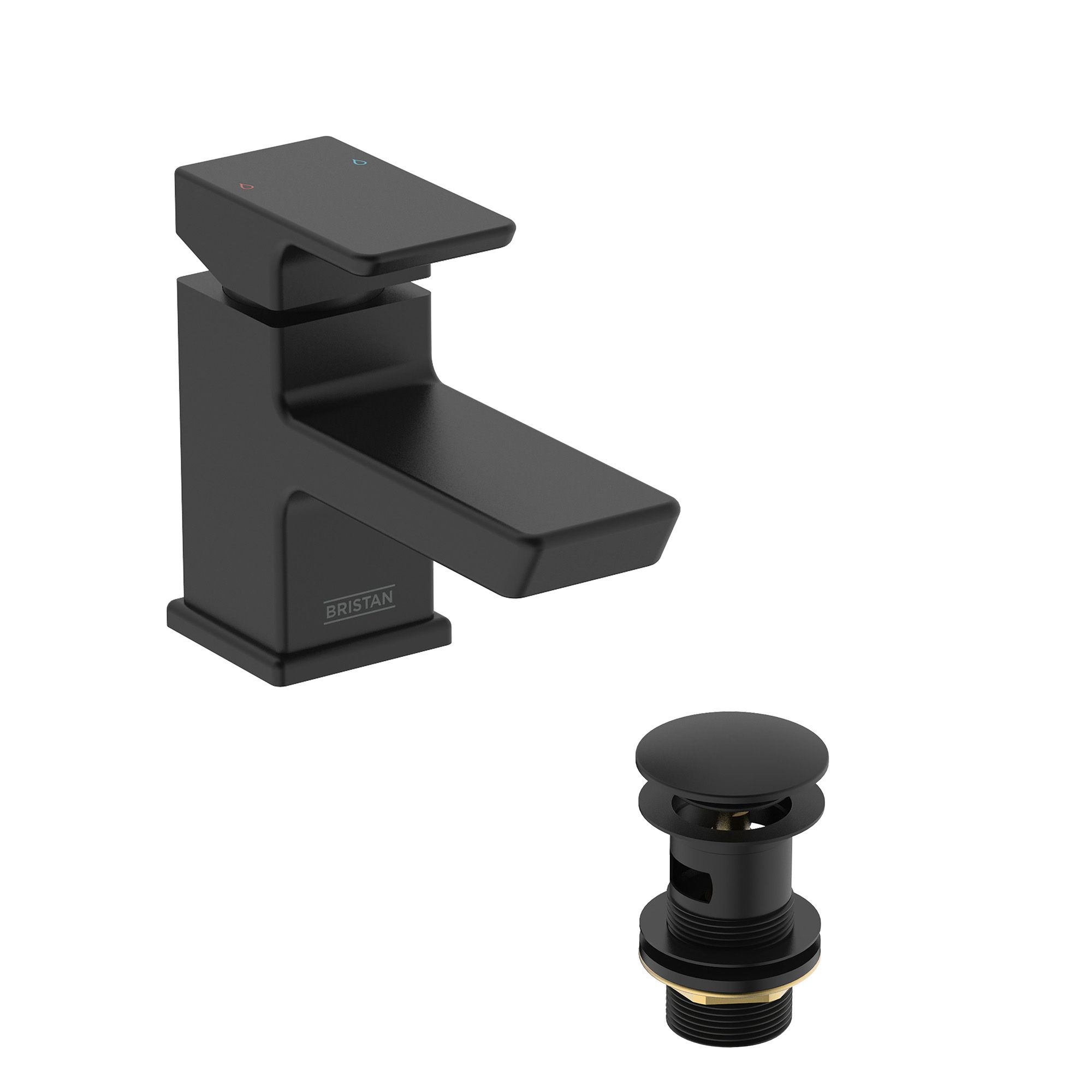 Bristan Noctis Small Black Square Deck Mixer Tap