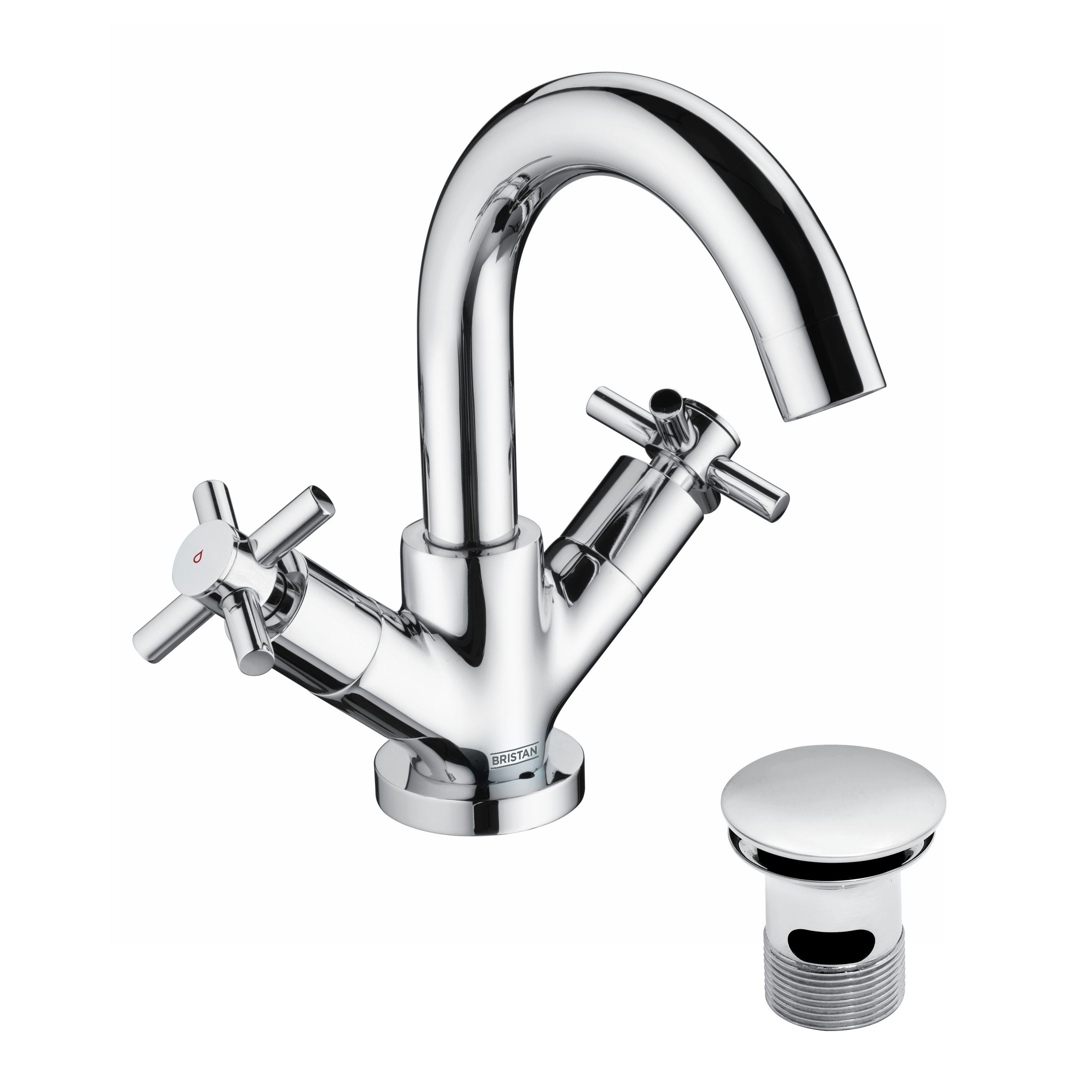 Bristan Nurture Standard Chrome effect Deck-mounted Manual Basin Mixer Tap