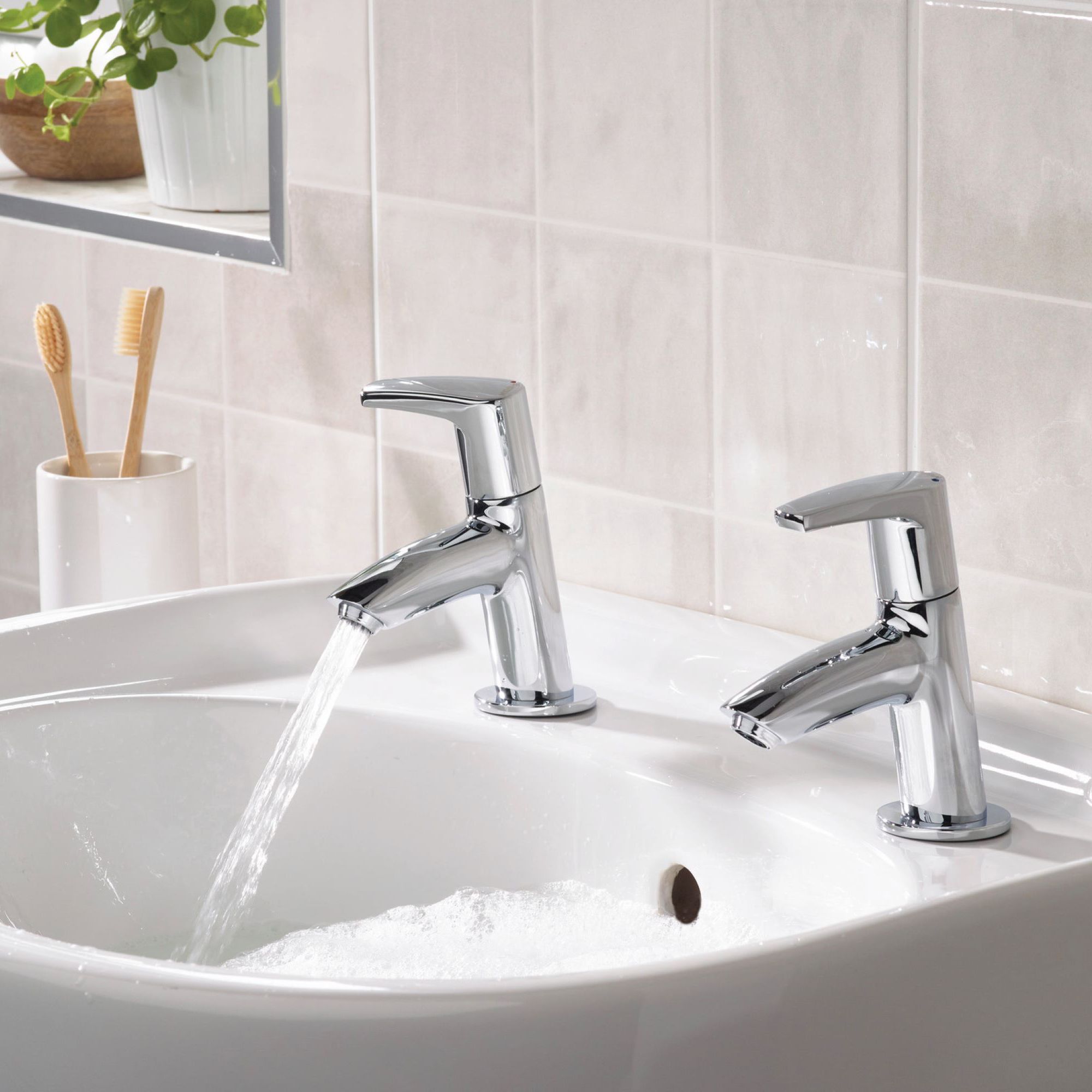 Bristan Orta Chrome effect Contemporary Double Basin Pillar Tap