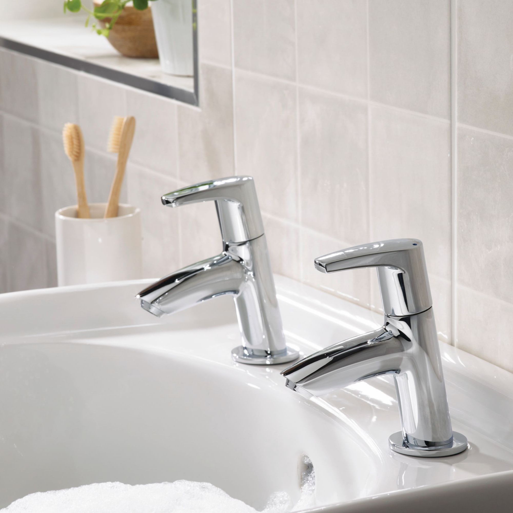 Bristan Orta Chrome effect Contemporary Double Basin Pillar Tap
