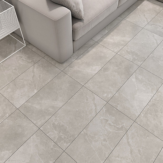 Bristol Grey Matt Glazed Tile Marble, Grey Bathroom Tiles B Q