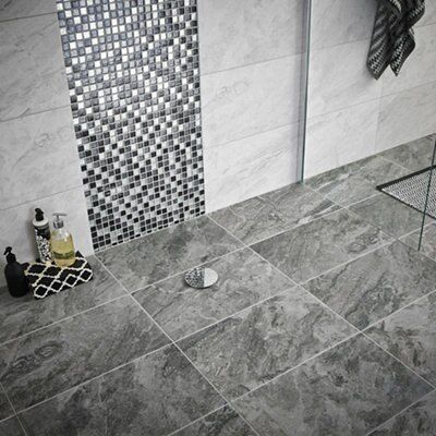 Brita Haver travertine Mist Satin Stone effect Ceramic Indoor Wall & floor Tile, Pack of 6, (L)298mm (W)498mm