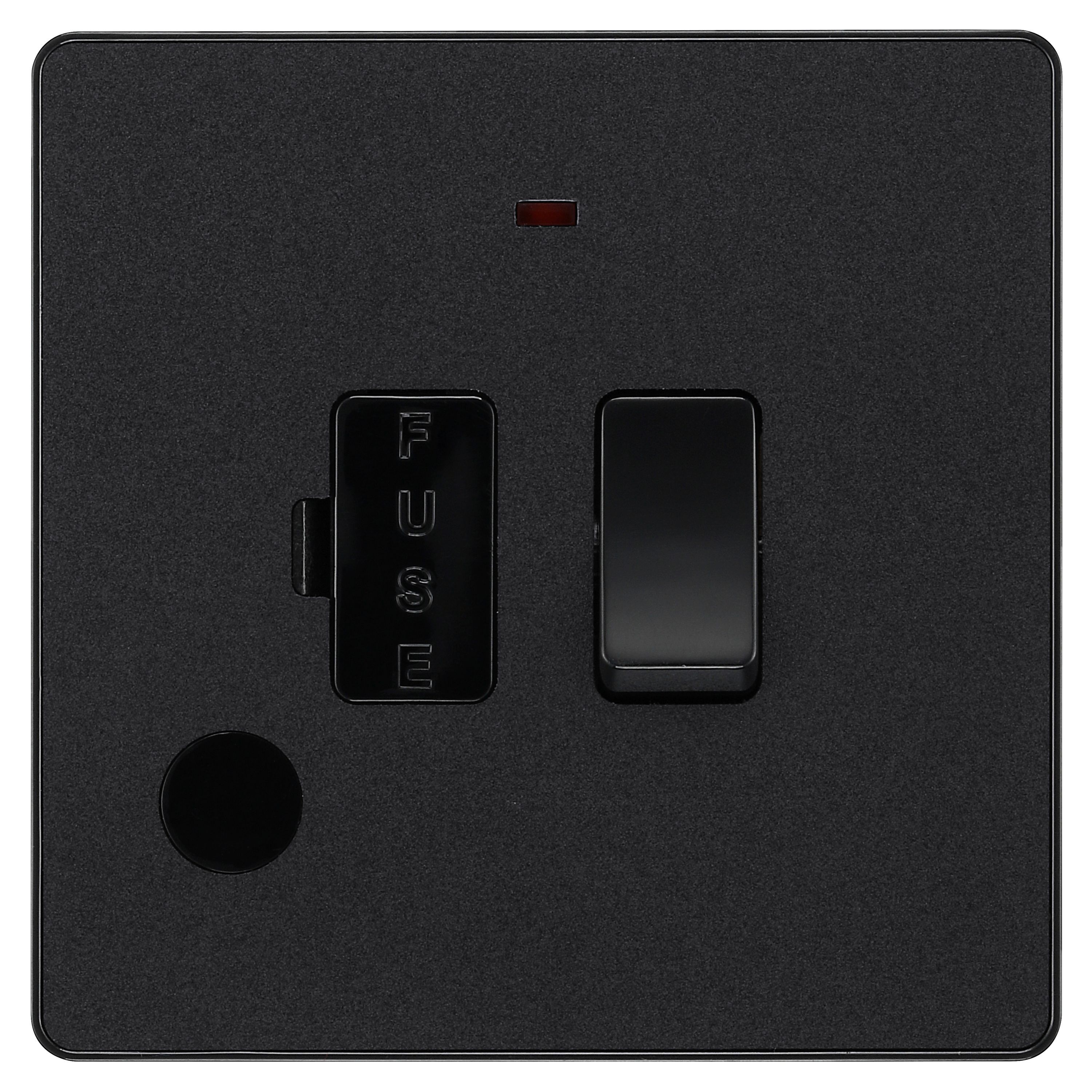 British General 13A 1 gang 2 way Low profile Switched LED indicator Fused connection unit Matt Black - 3