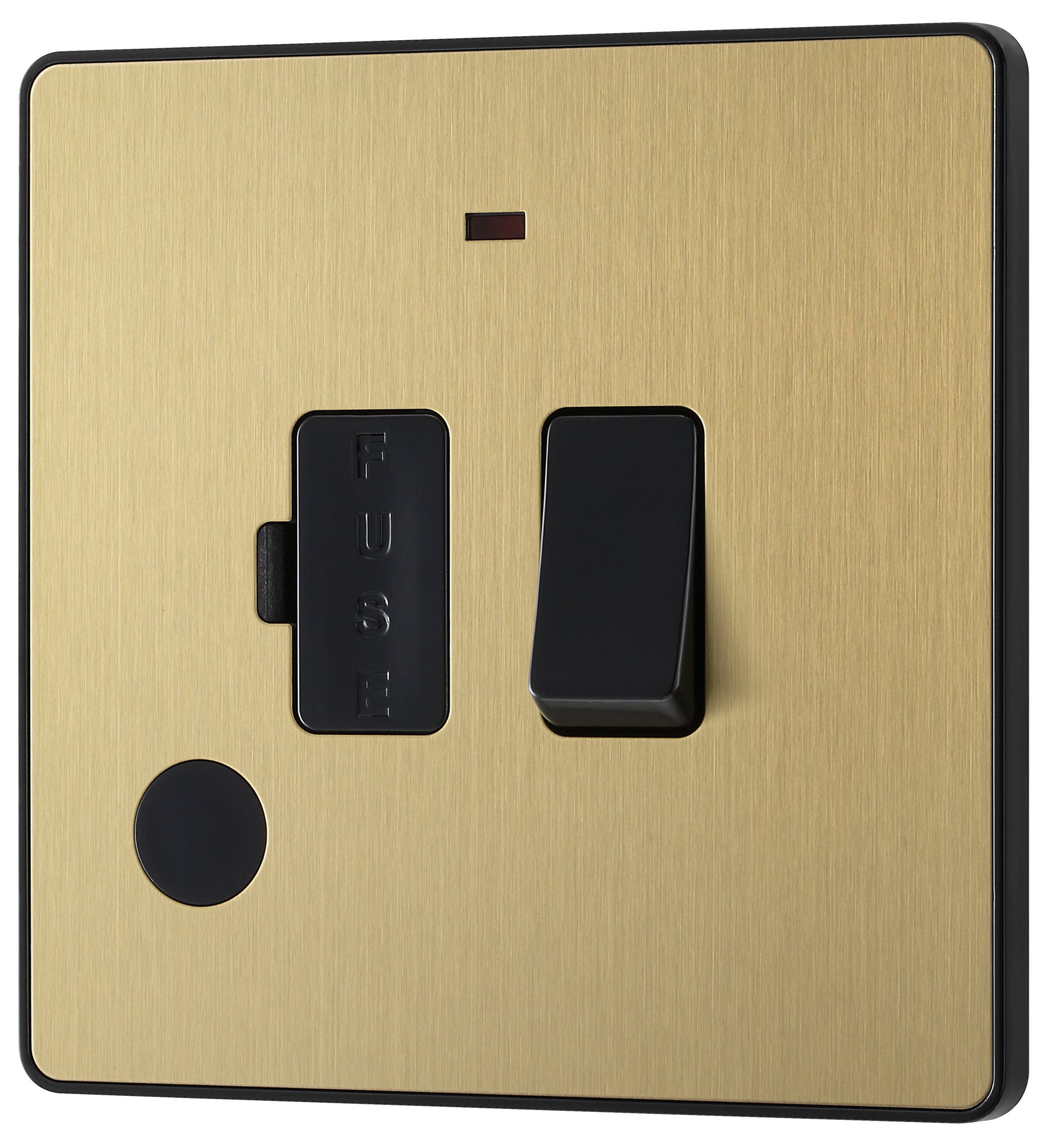 British General 13A 1 gang 2 way Low profile Switched LED indicator Fused connection unit Satin Brass effect