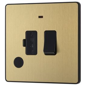 British General 13A 1 gang 2 way Low profile Switched LED indicator Fused connection unit Satin Brass effect