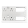 British General 13A Stainless steel effect 4 gang Combination plate