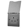 British General 13A Stainless steel effect Unswitched floor socket
