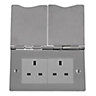 British General 13A Stainless steel effect Unswitched floor socket