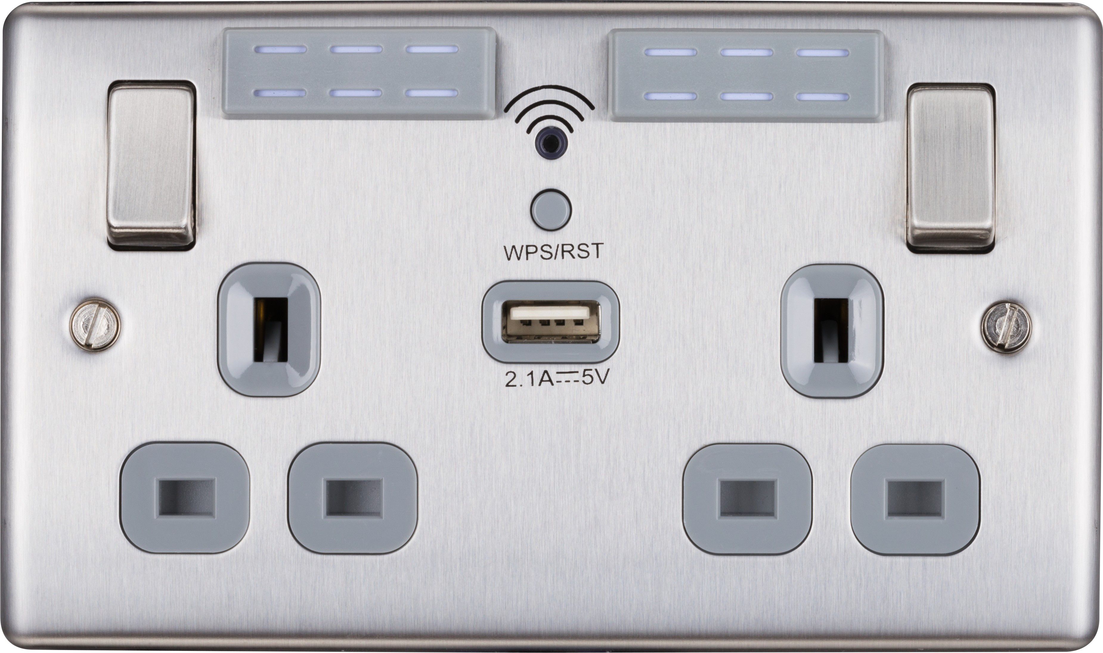 British General 13A Switched Double WiFi extender socket with USB