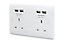 British General 13A White Double USB socket