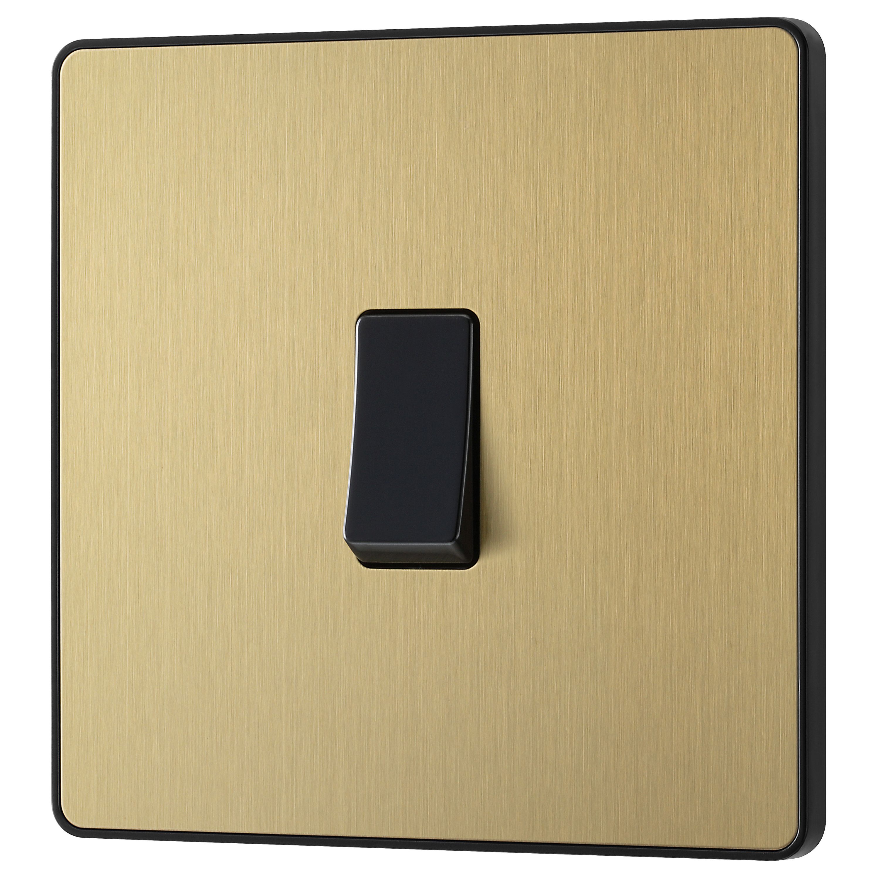 British General 20A 2 way 1 gang Single light Screwless Switch Satin Brass effect
