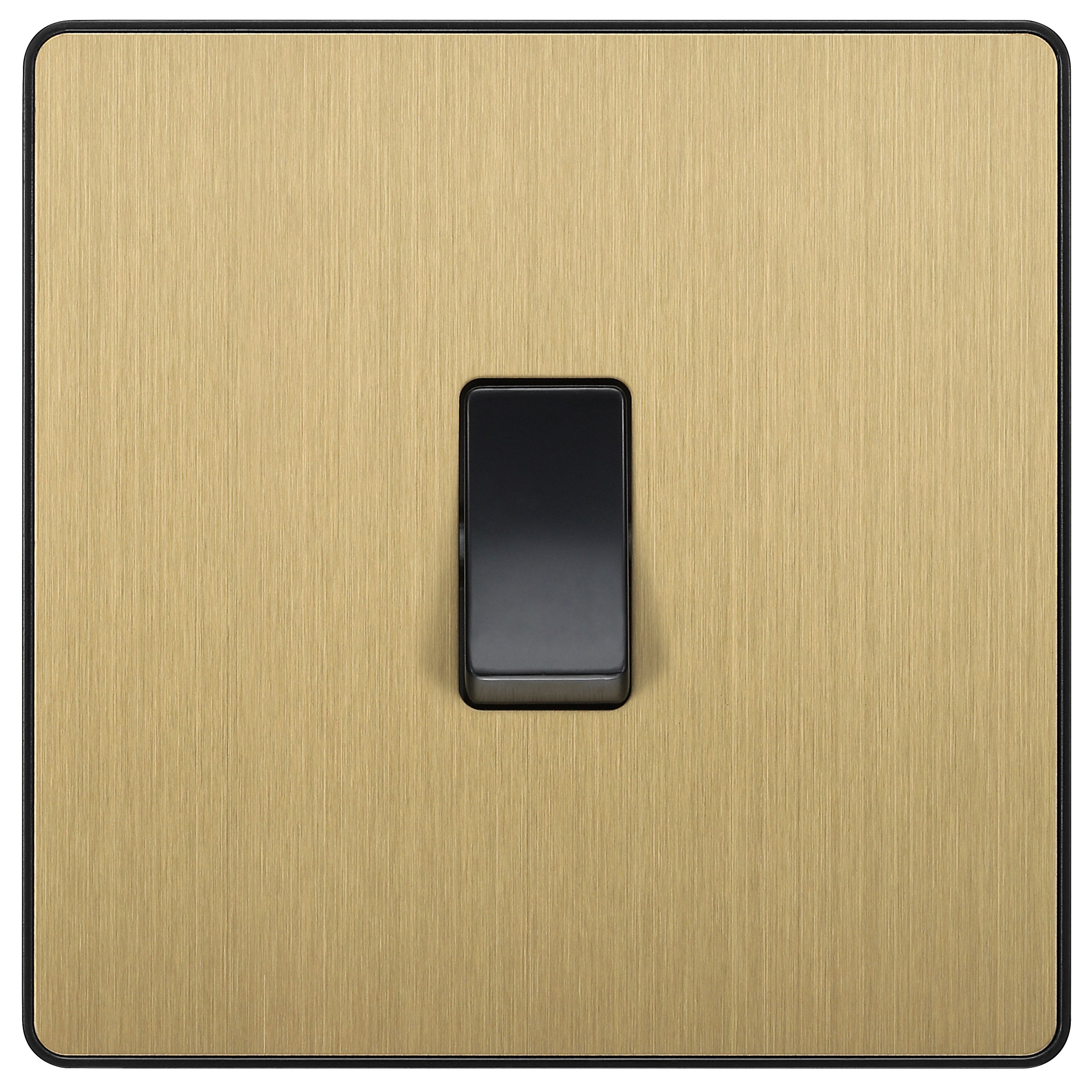 British General 20A 2 way 1 gang Single light Screwless Switch Satin Brass effect