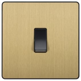 British General 20A 2 way 1 gang Single light Screwless Switch Satin Brass effect