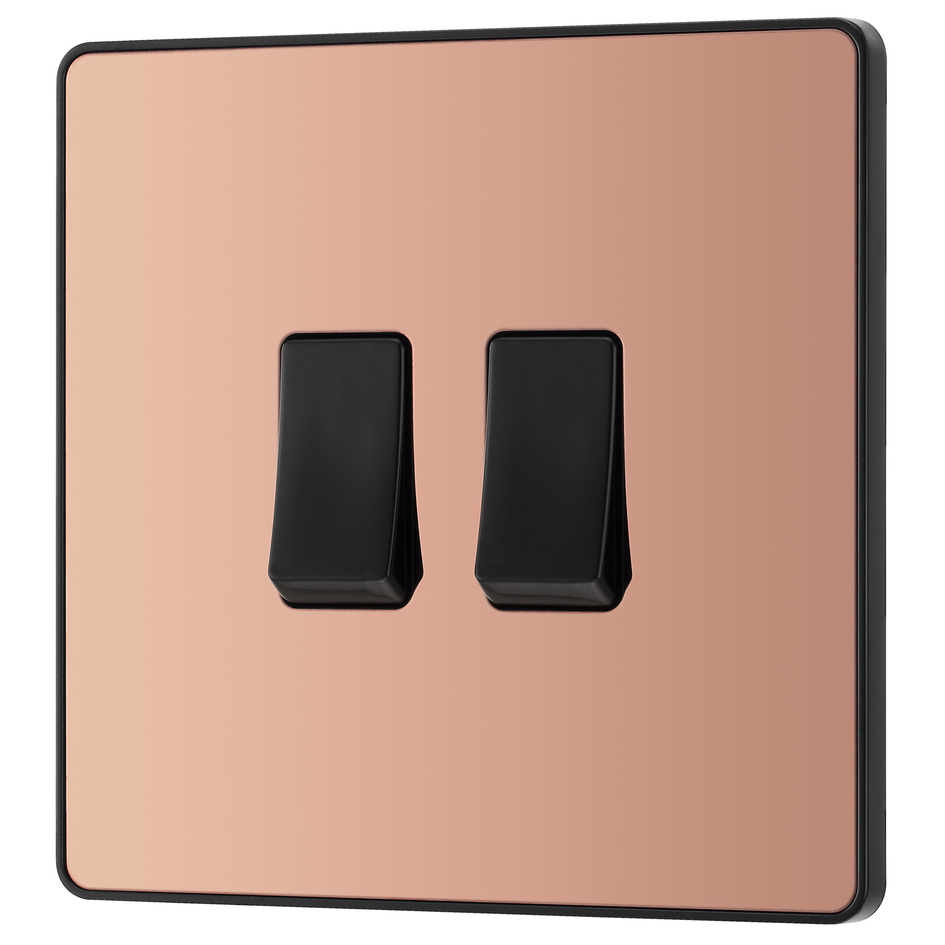 British General 20A 2 way 2 gang Double light Screwless Switch Gloss Copper effect - 3
