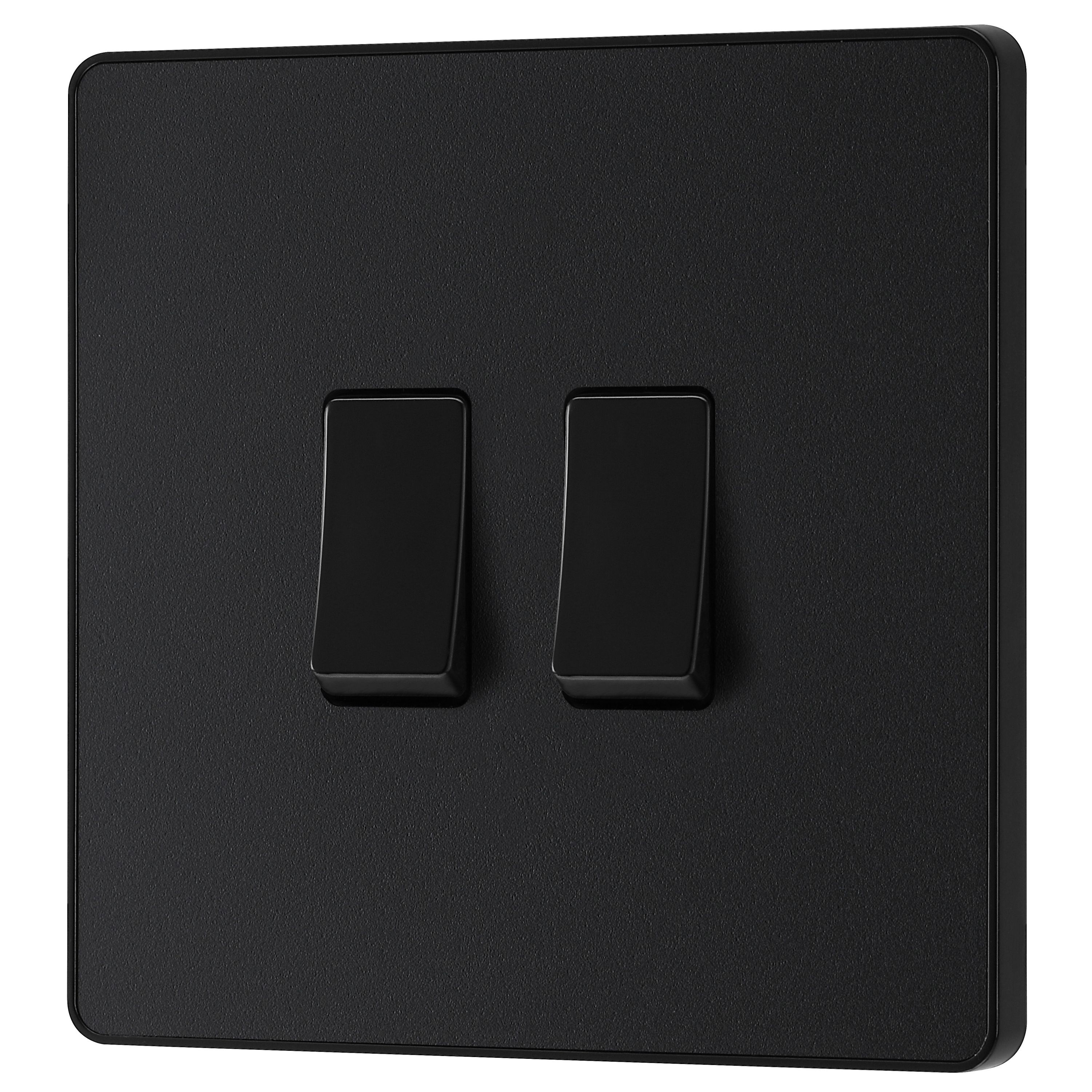 British General 20A 2 way 2 gang Double light Screwless Switch Matt Black
