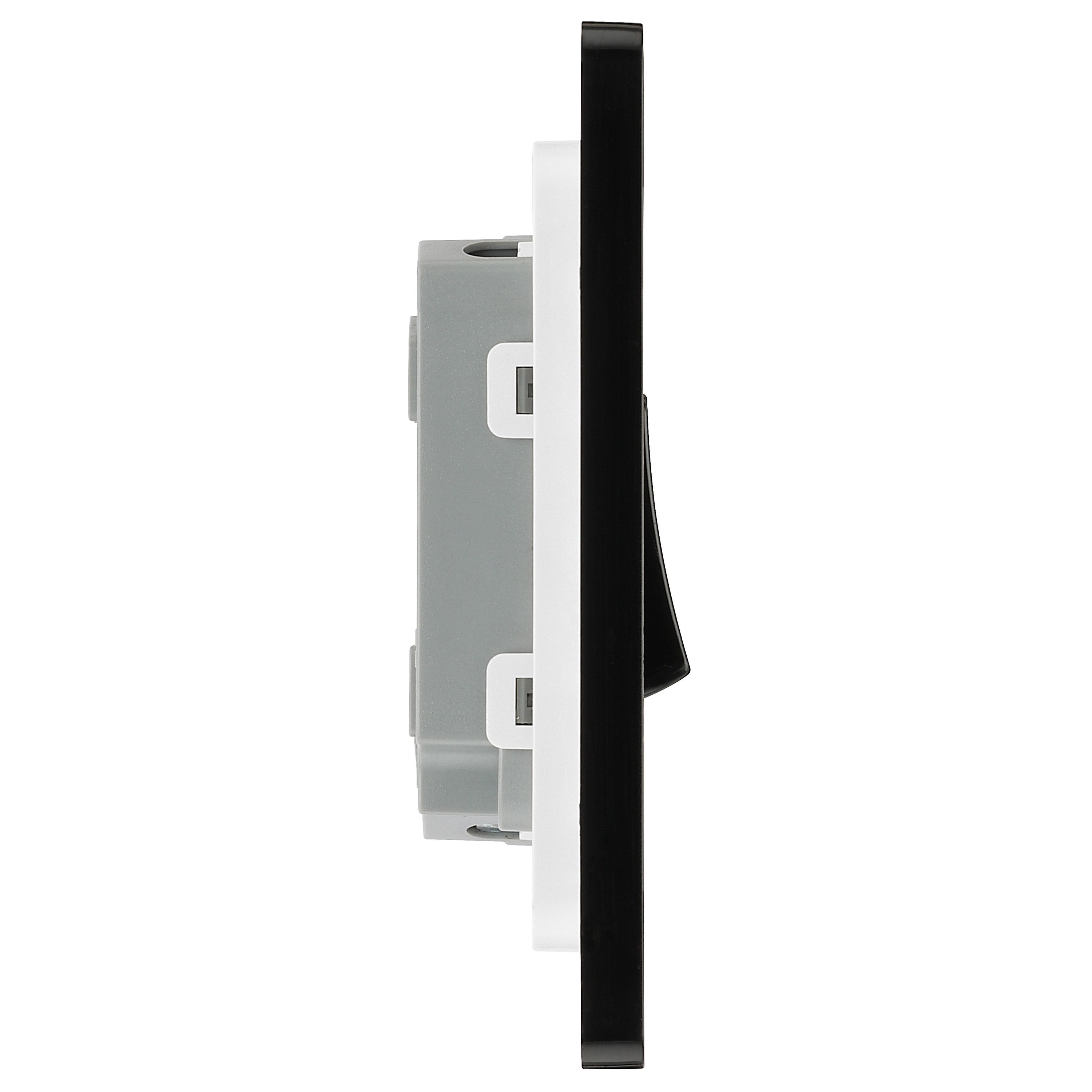 British General 20A 2 way 2 gang Double light Screwless Switch Matt Black
