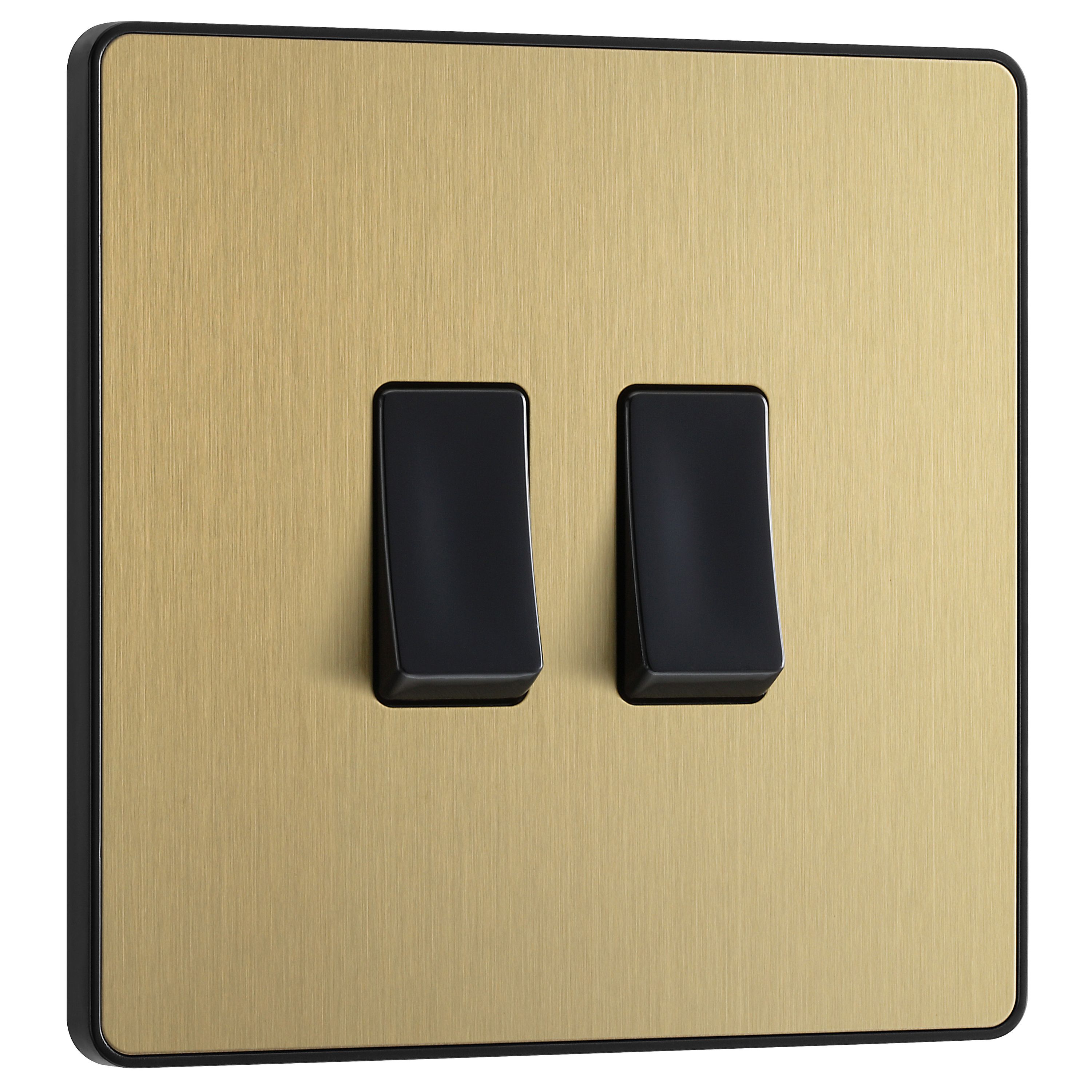 British General 20A 2 way 2 gang Double light Screwless Switch Satin Brass effect - 4
