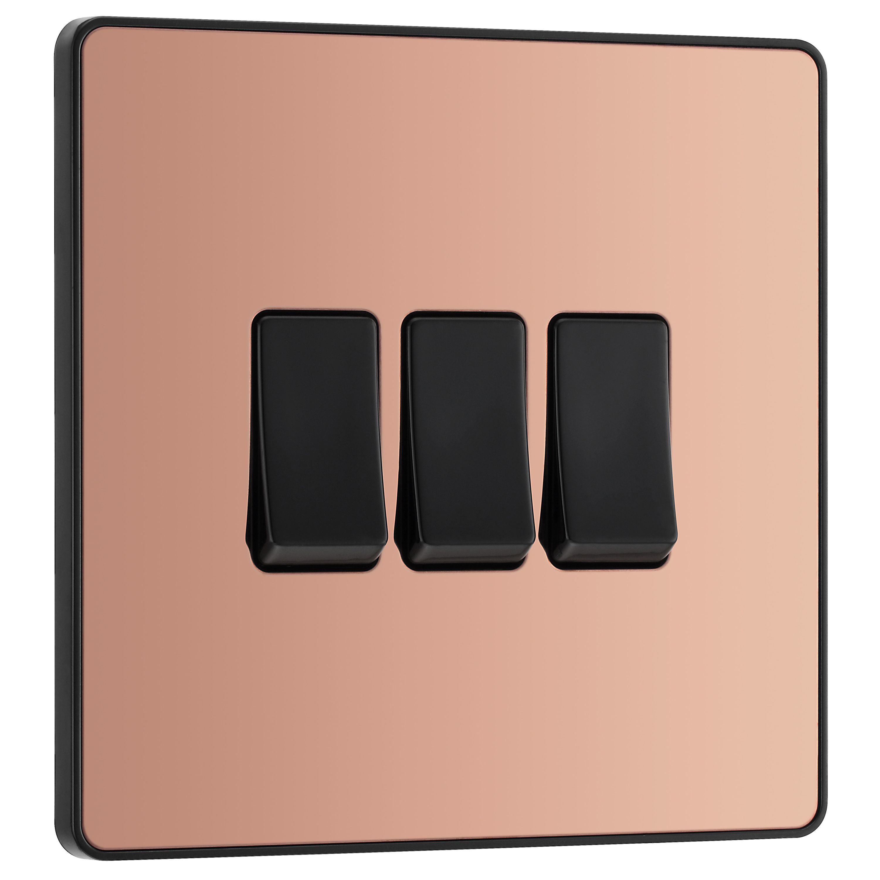 British General 20A 2 way 3 gang Triple light Screwless Switch Gloss Copper effect - 4