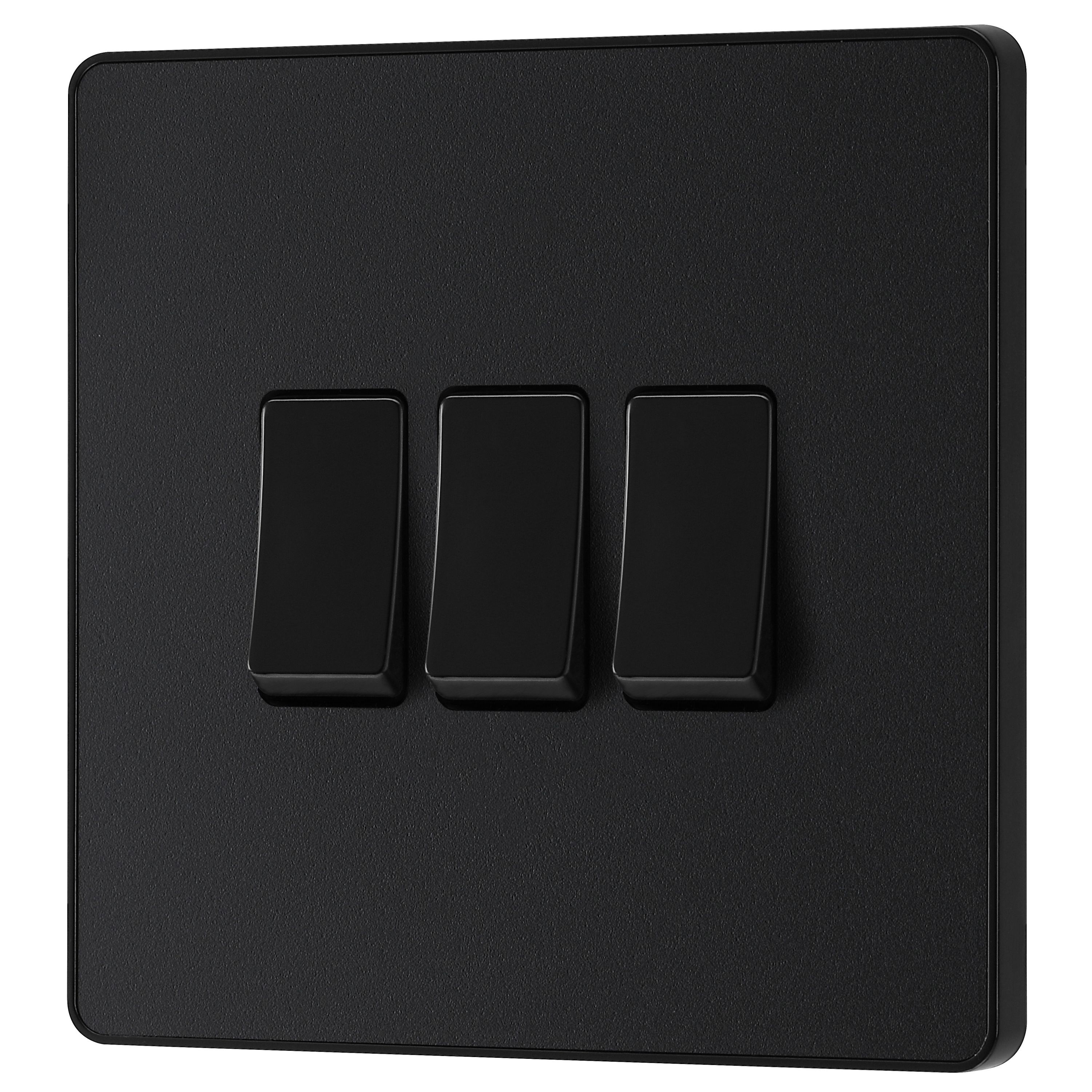 British General 20A 2 way 3 gang Triple light Screwless Switch Matt Black - 3