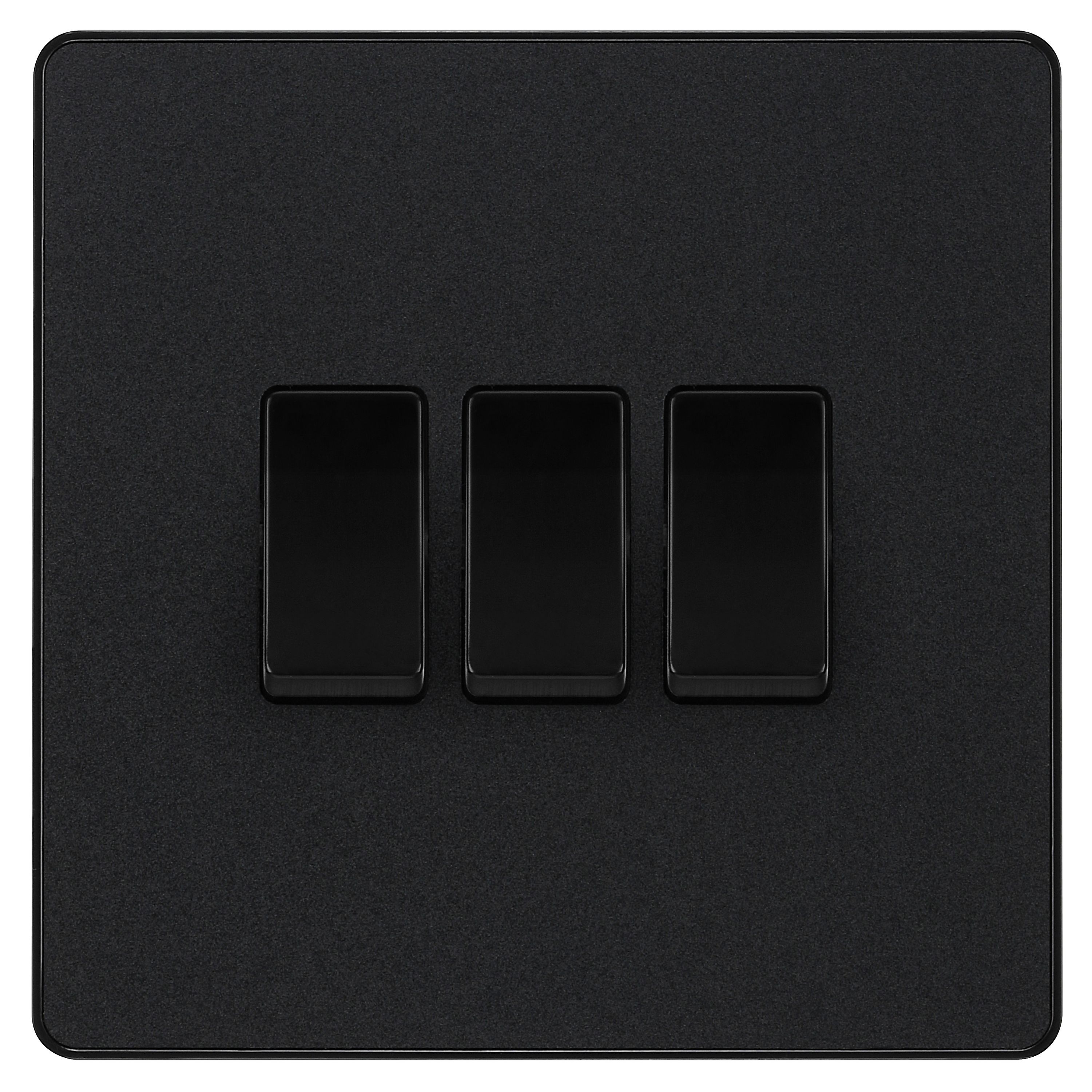 British General 20A 2 way 3 gang Triple light Screwless Switch Matt Black