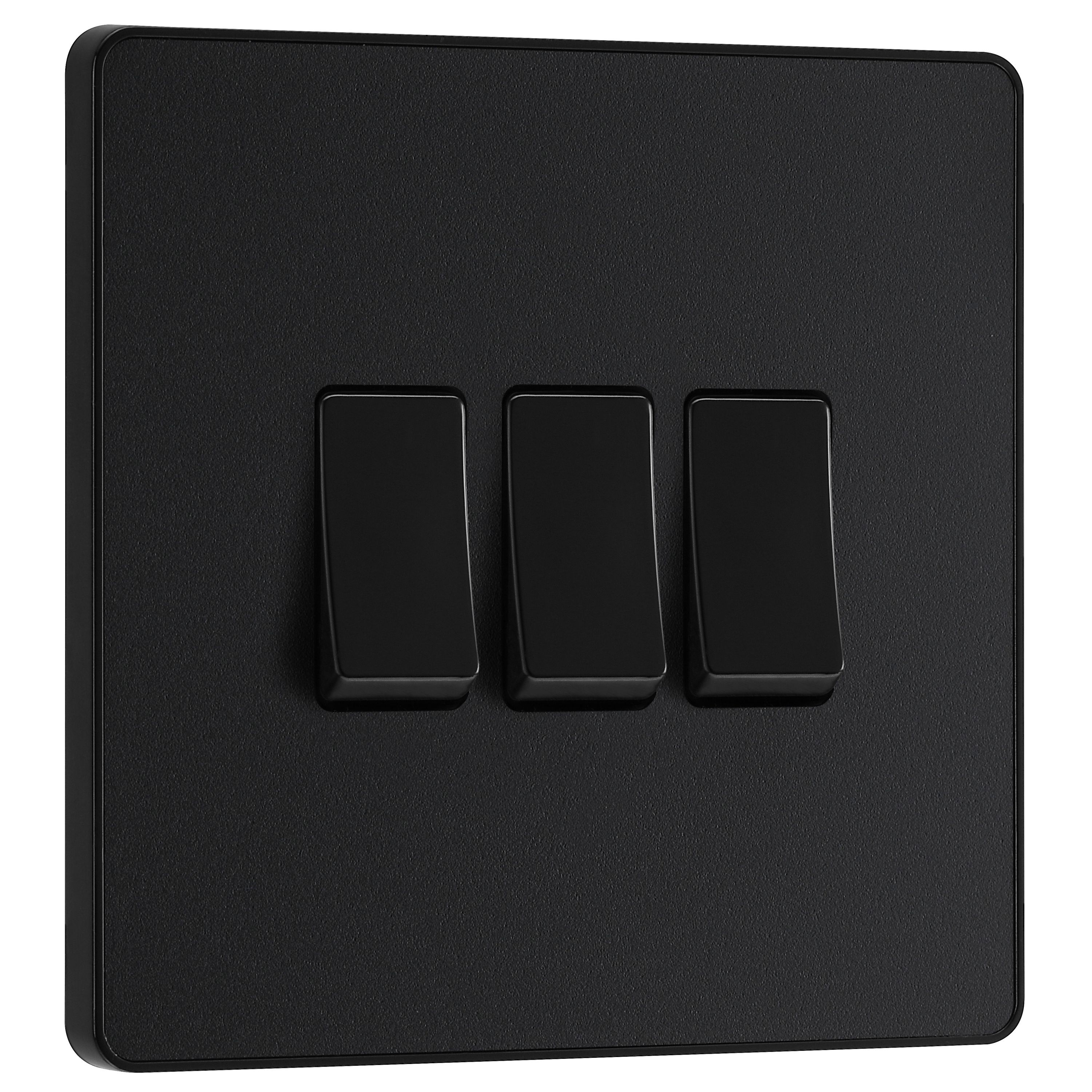 British General 20A 2 way 3 gang Triple light Screwless Switch Matt Black - 4