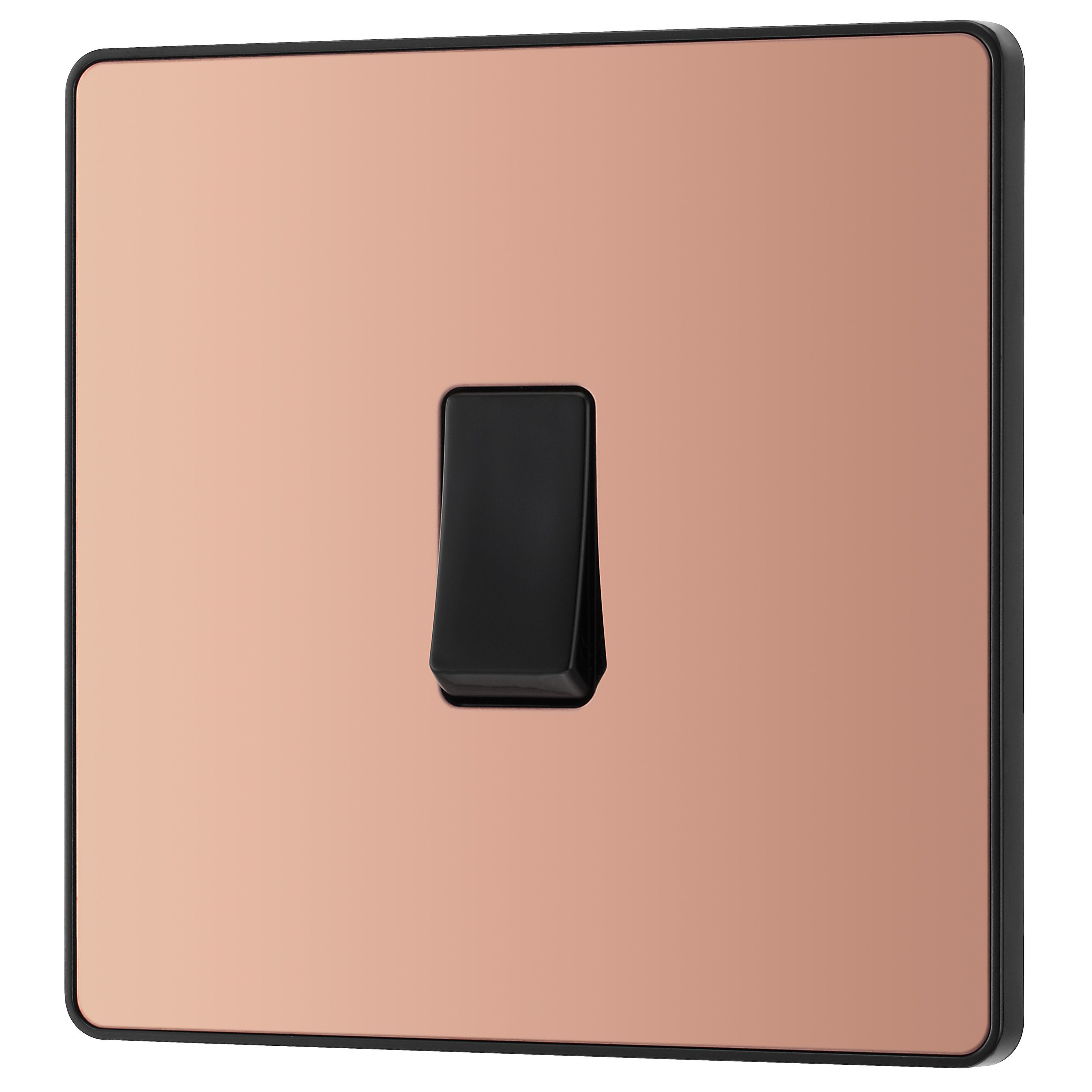 British General 20A Single 3 way Raised slim Screwless Intermediate switch Gloss Copper effect