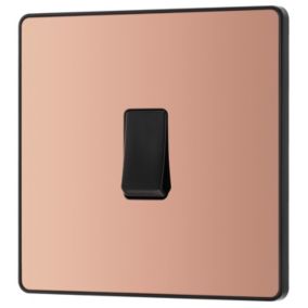 British General 20A Single 3 way Raised slim Screwless Intermediate switch Gloss Copper effect