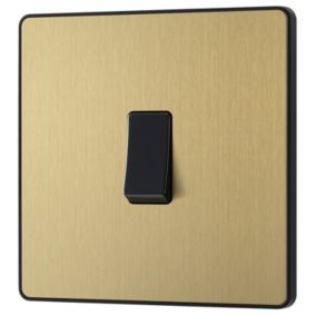 British General 20A Single 3 way Raised slim Screwless Intermediate switch Satin Brass effect