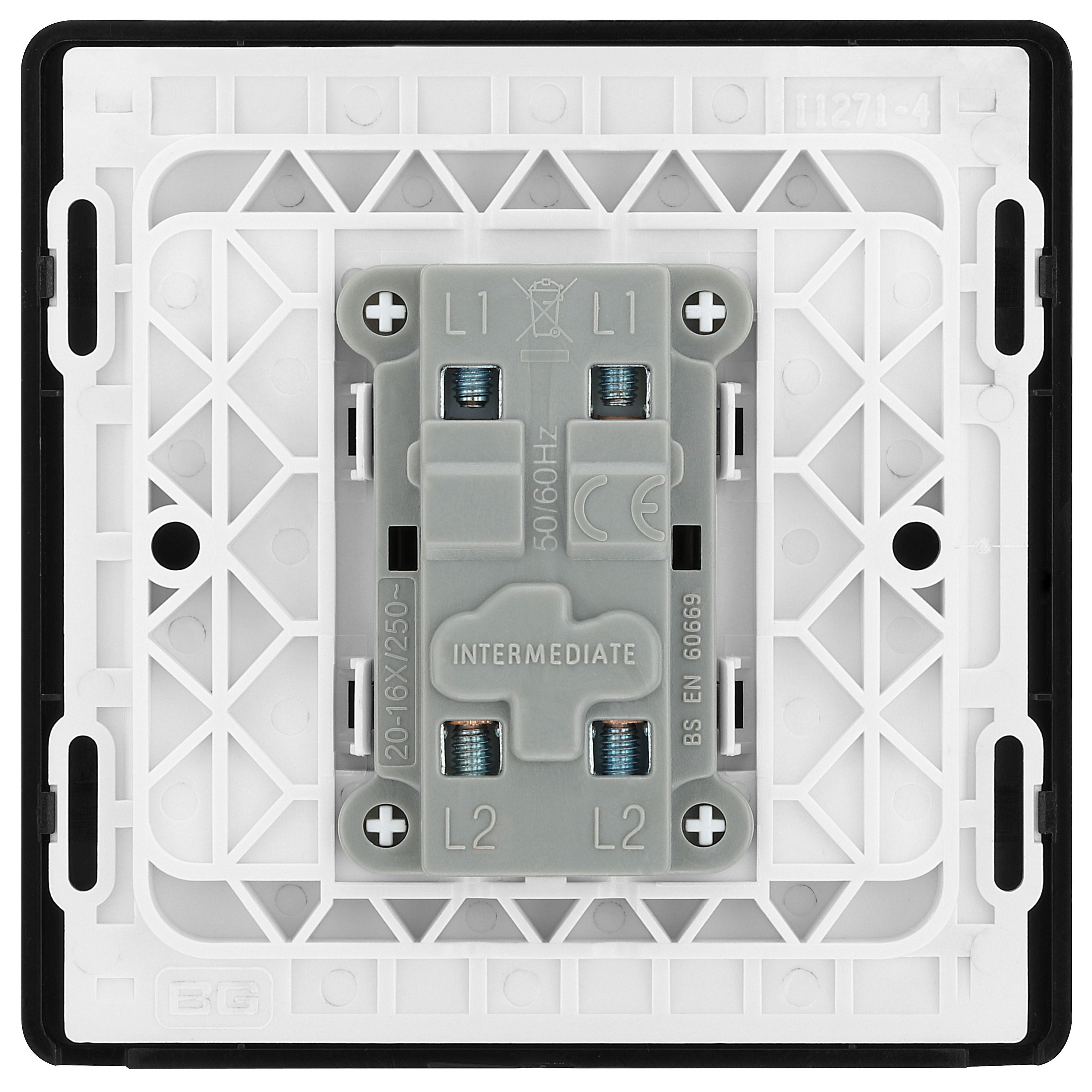 British General 20A Single 3 way Raised slim Screwless Intermediate switch Satin Brass effect - 5