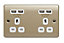 British General 4.2A Nickel effect Double USB socket