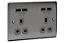 British General 4.2A Steel effect Brushed Double USB socket