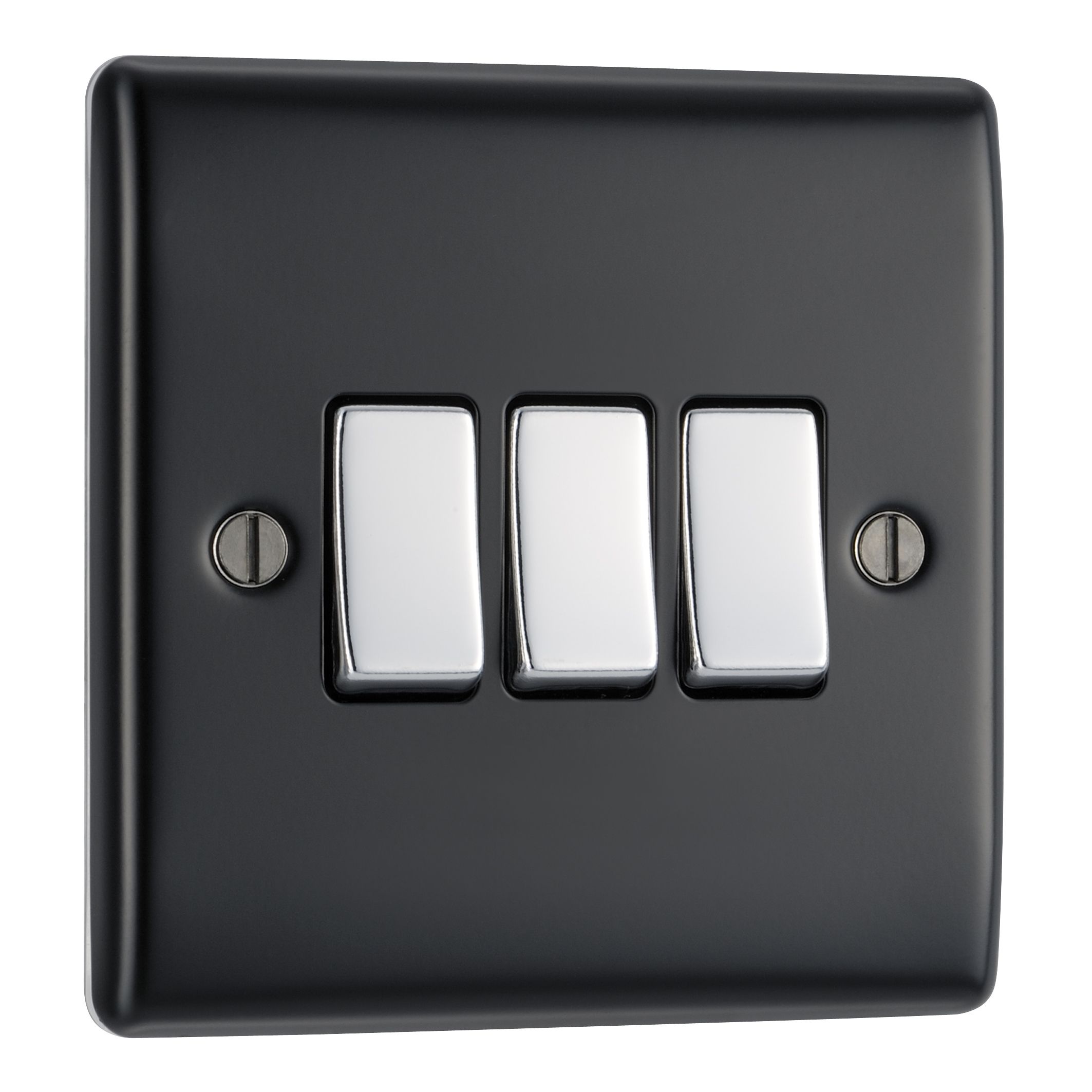 British General Black 10A 2 way 3 gang Switch