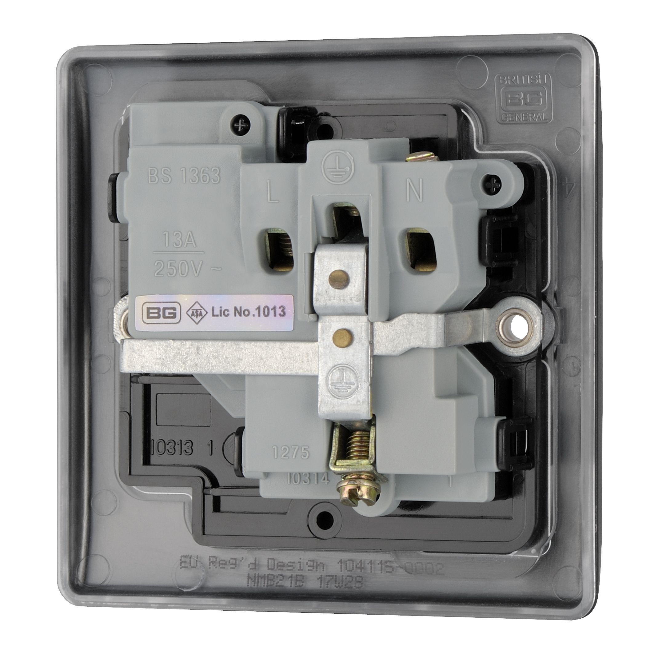 British General Black 13A Switched Socket with Black inserts