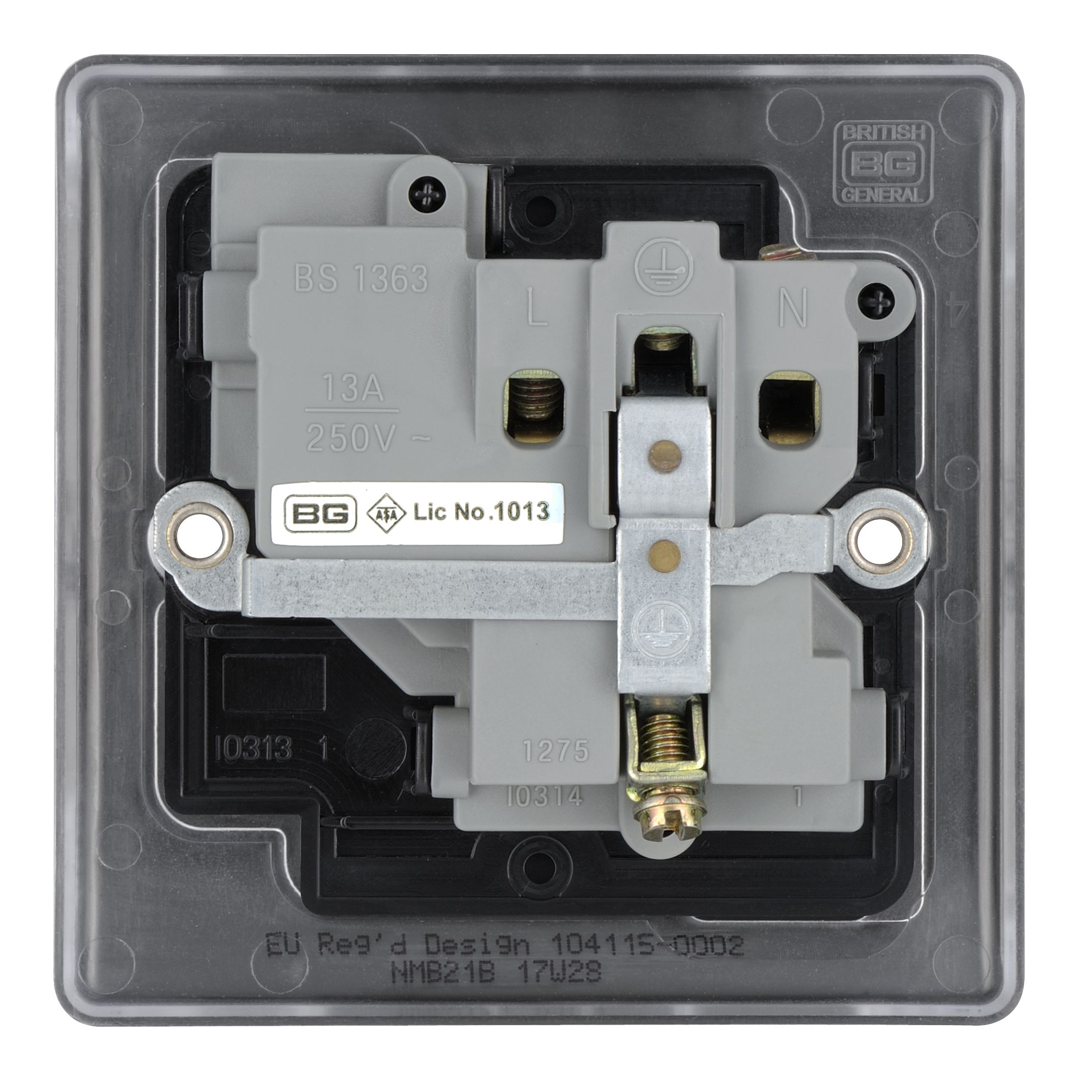 British General Black 13A Switched Socket with Black inserts