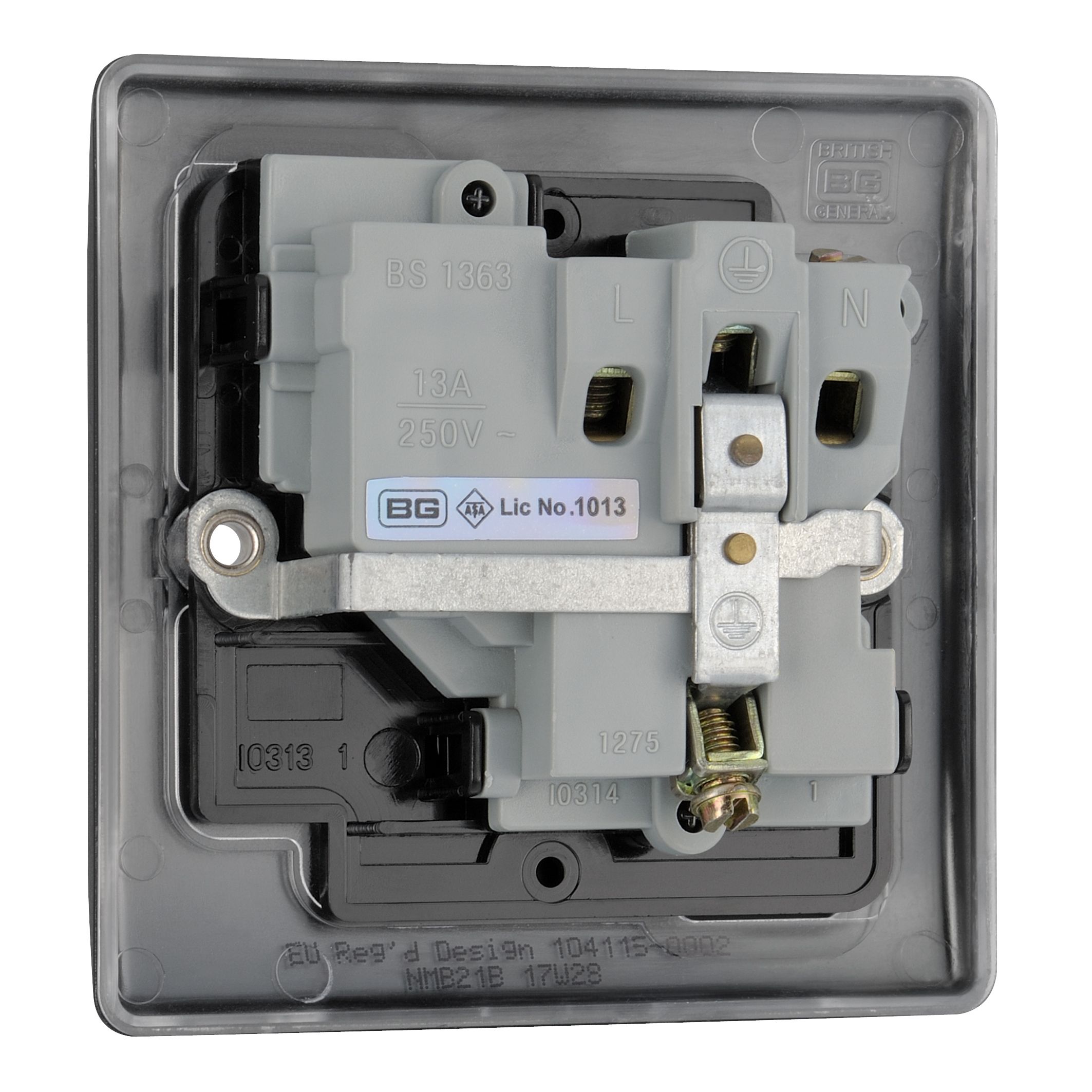 British General Black 13A Switched Socket with Black inserts
