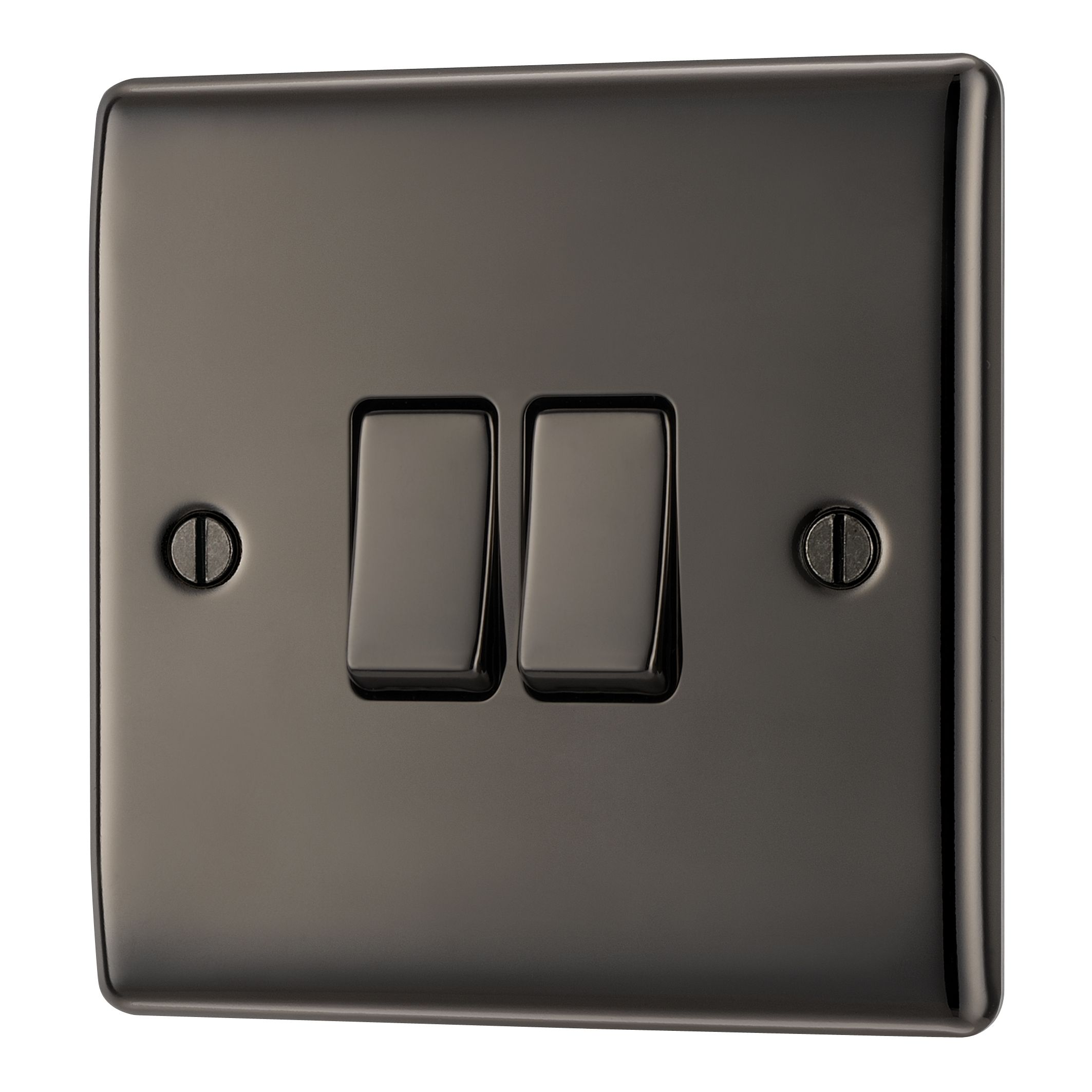 British General Black Nickel 10A 2 way 2 gang Light Switch