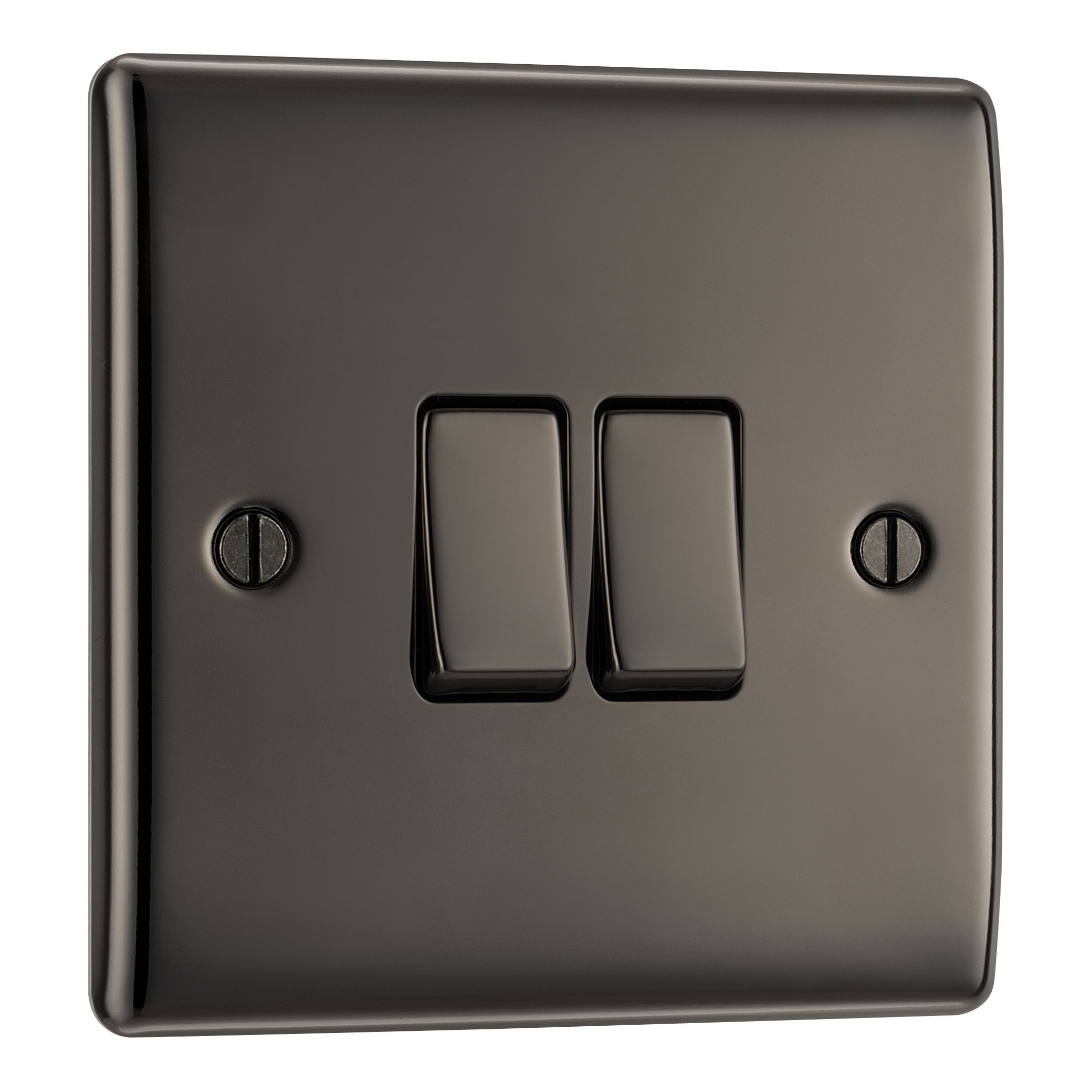 British General Black Nickel 10A 2 way 2 gang Light Switch