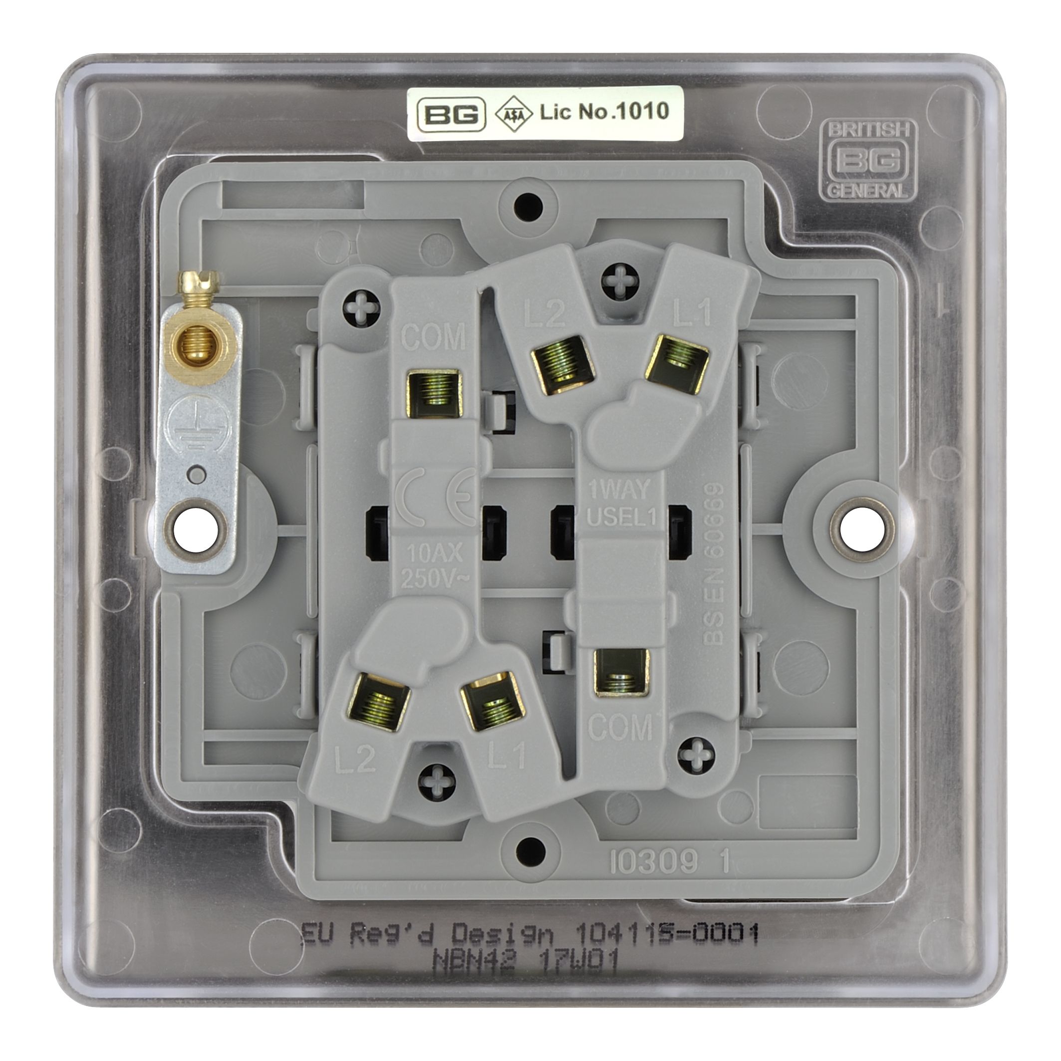 British General Black Nickel 10A 2 way 2 gang Light Switch