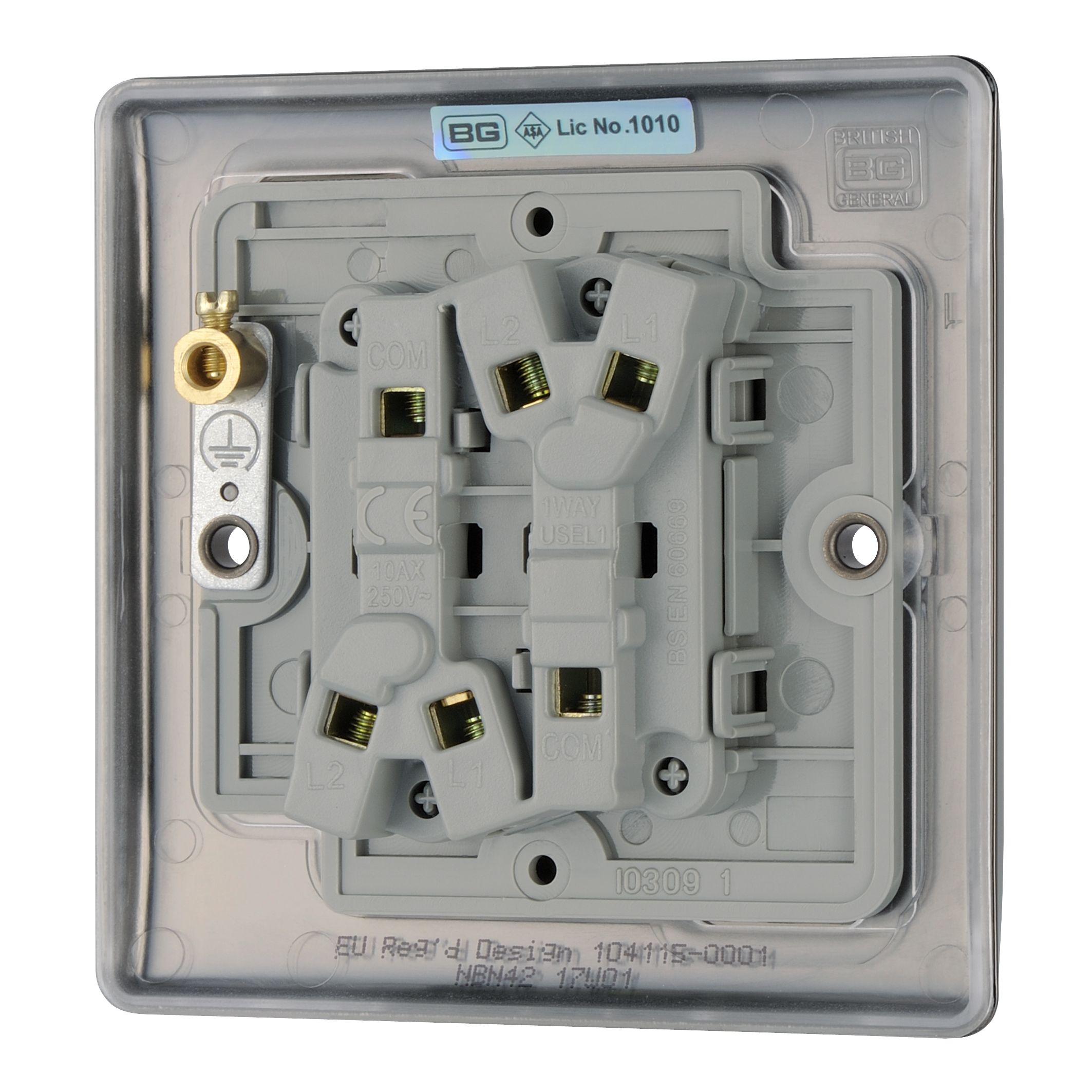British General Black Nickel 10A 2 way 2 gang Light Switch