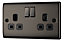 British General Black Nickel Double 13A Switched Socket with Black inserts