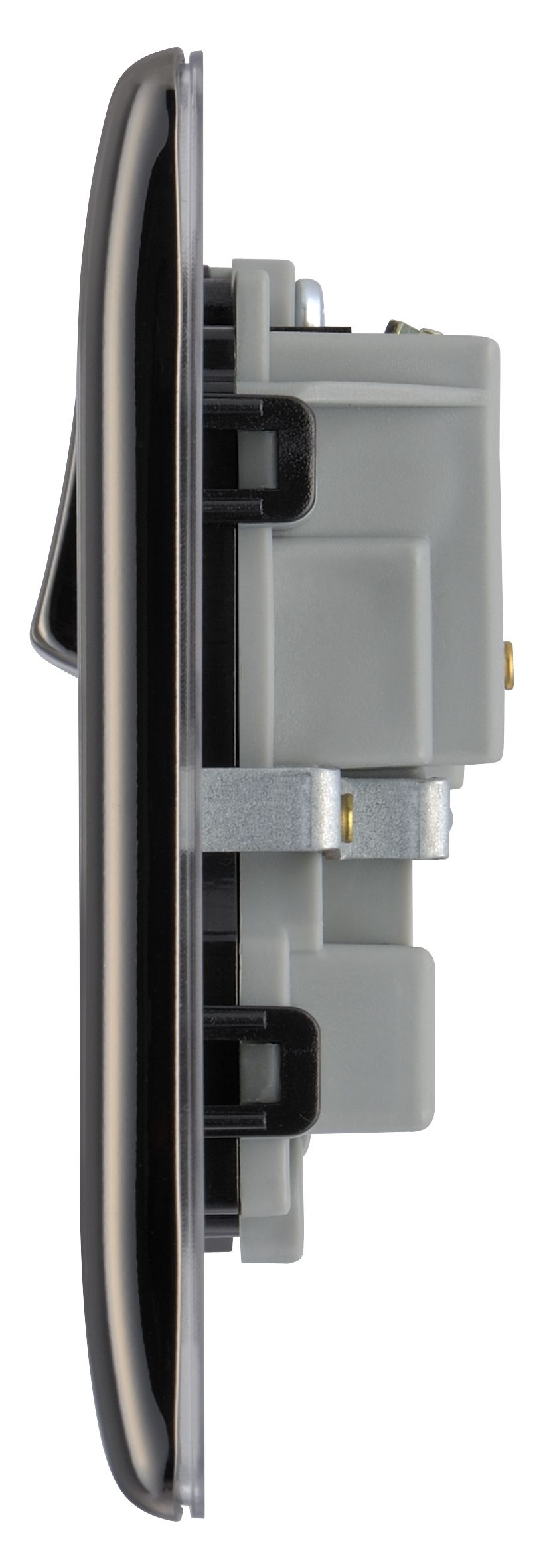 British General Black Nickel Double 13A Switched Socket with Black inserts