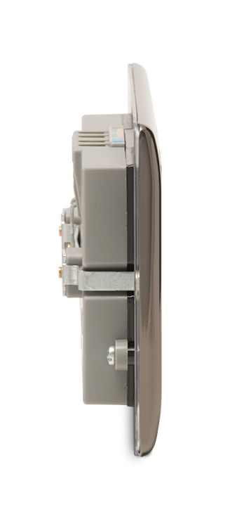 British General Black Nickel Double 4.2A Raised Unswitched Screwed Socket with USB, x4 & Black inserts