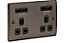 British General Black Nickel Double 4.2A Unswitched USB socket x4 & Black inserts