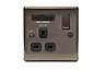 British General Black nickel effect Single USB socket, 2 x 2.1A USB