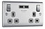 British General Brushed steel effect Double USB socket, 2 x 2.1A USB