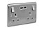 British General Brushed steel effect Double USB socket, 2 x 3.1A USB